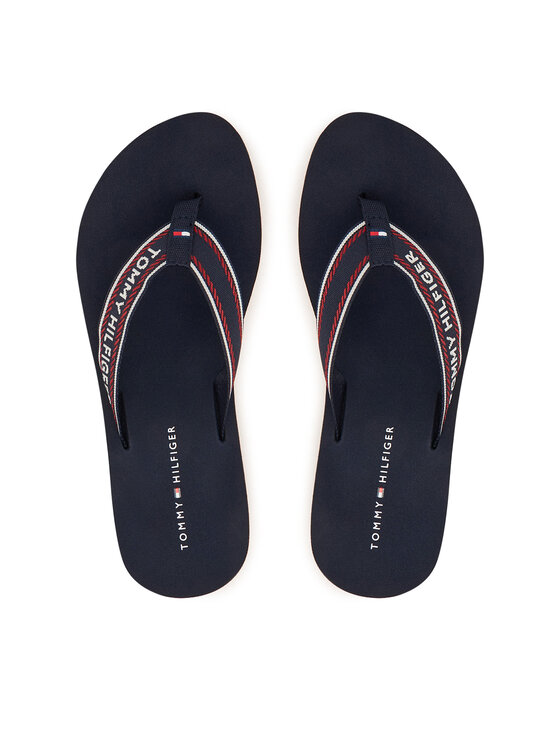 Tommy Hilfiger Japonki Th Corporate Wedge Summer Sandal FW0FW09695 Granatowy