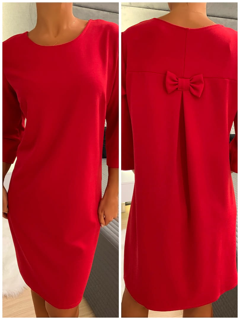 Sukienka Czerwona Sukienka z Kokardką 6528-75-C