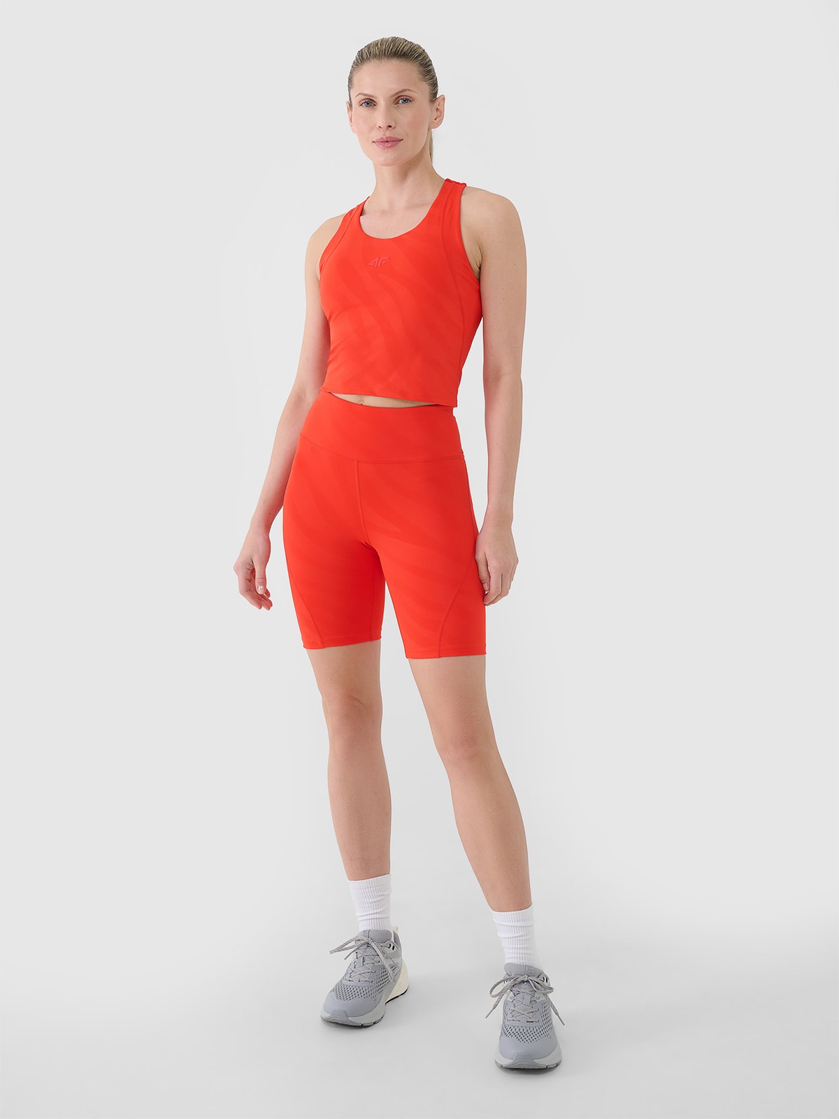 4F Legginsy kolarki treningowe damskie - czerwone L