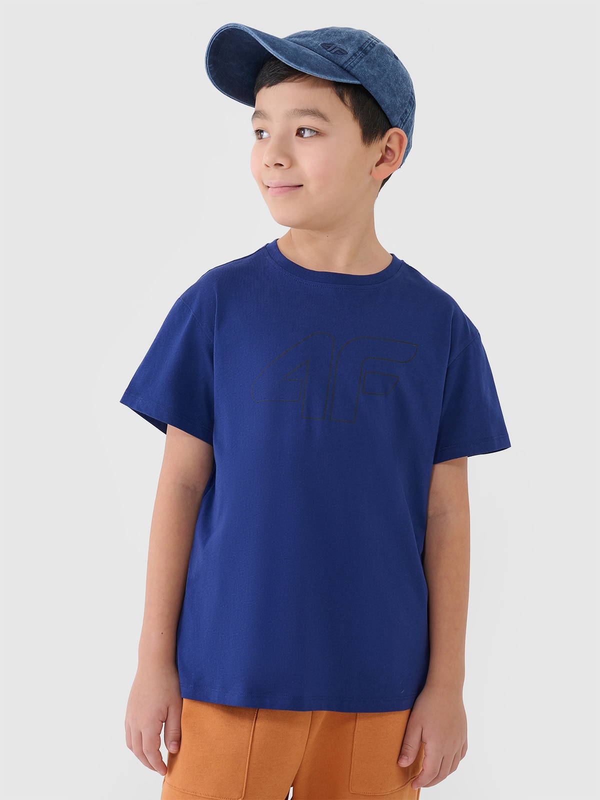T-shirt oversize z nadrukiem chłopięcy - niebieski 146 (10-11 lat)