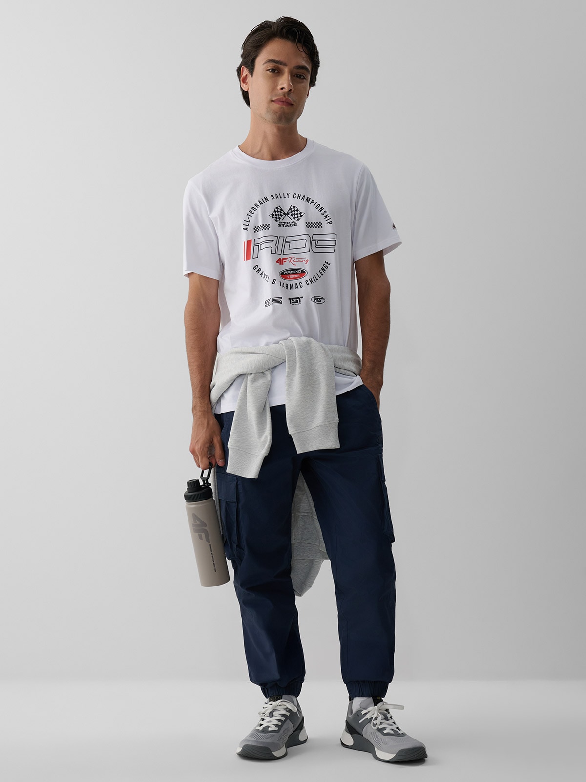 4F Spodnie casual cargo męskie - granatowe M