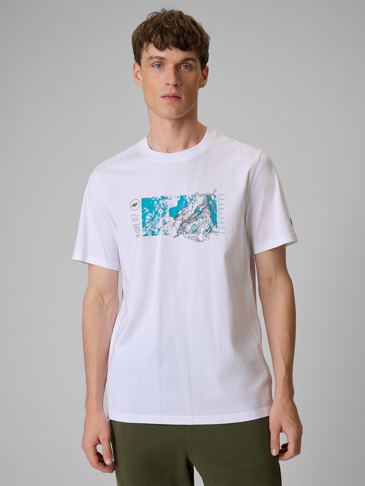 4F T-shirt regular z nadrukiem męski - biały L