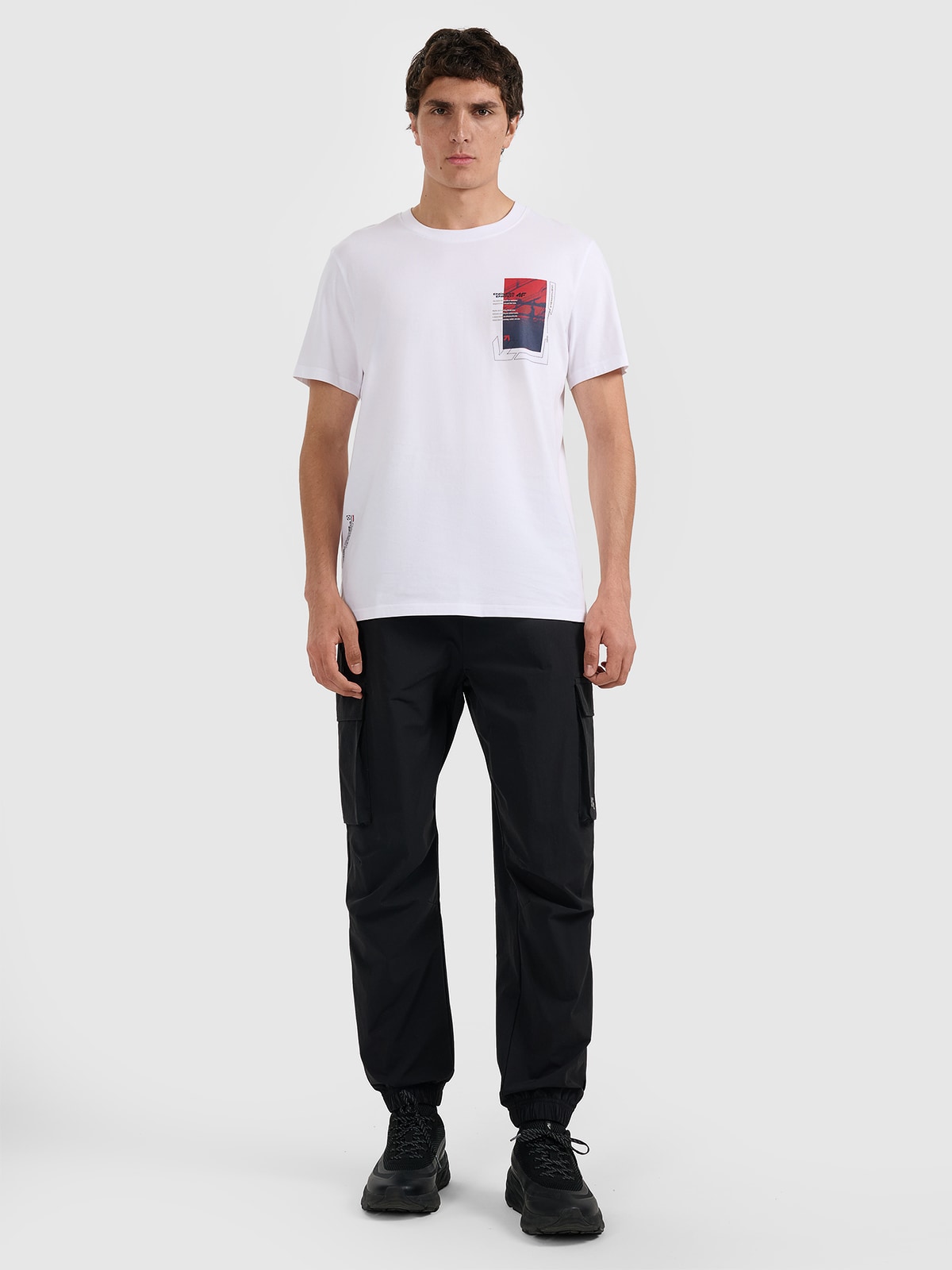 4F T-shirt regular z nadrukiem męski - biały XXL