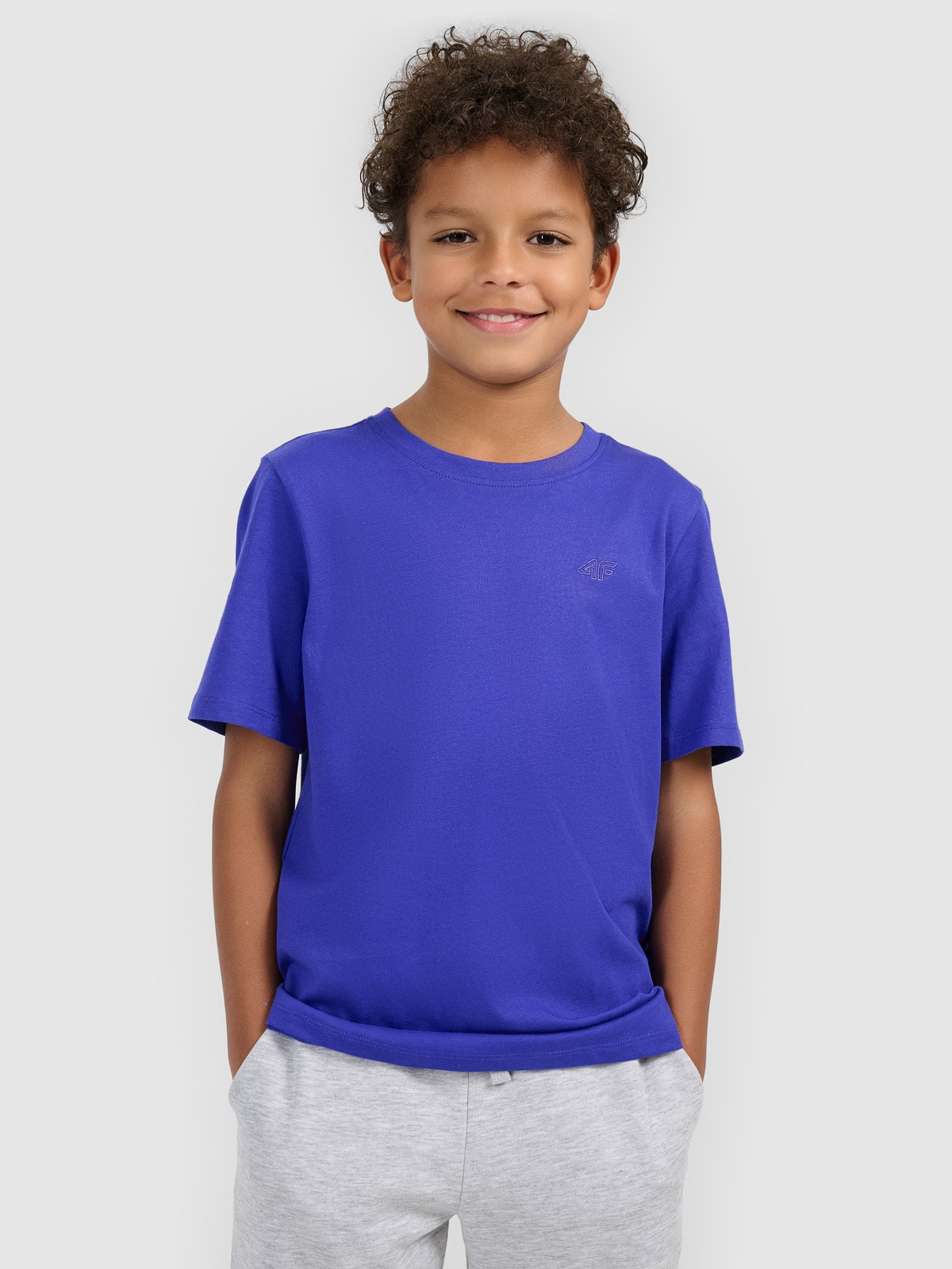 T-shirt regular gładki chłopięcy - niebieski 146 (10-11 lat)