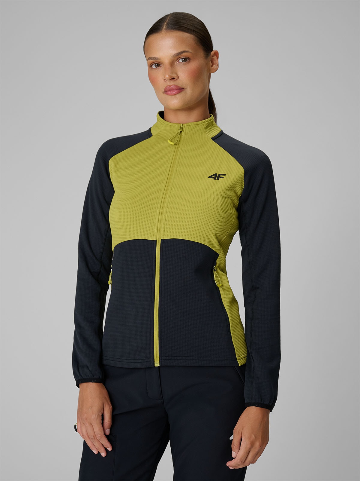 4F Bluza trekkingowa slim bez kaptura damska - zielona XL