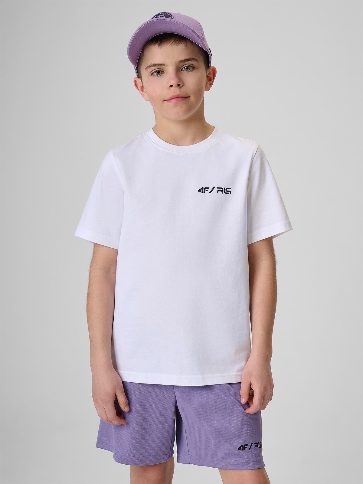 T-shirt regular z nadrukiem dziecięcy 4F JUNIOR x Robert Lewandowski - biały 140 (9-10 lat)