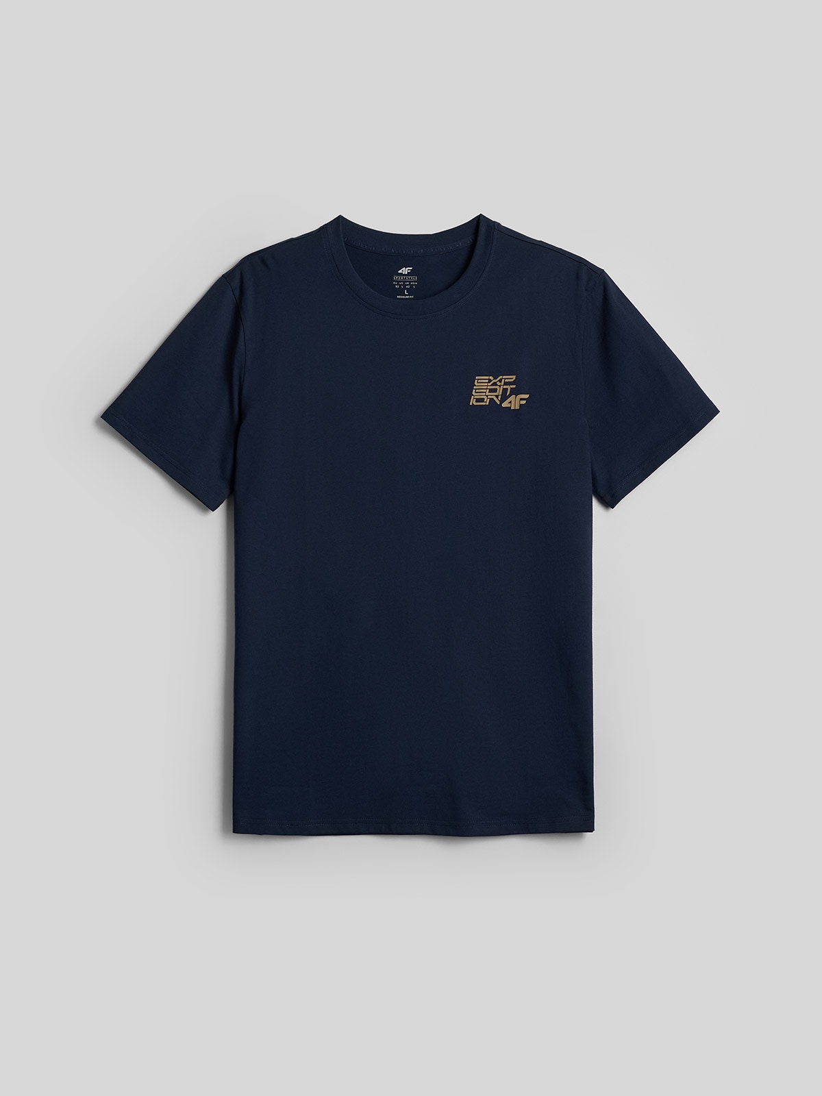 4F T-shirt regular z nadrukiem męski - granatowy XXL