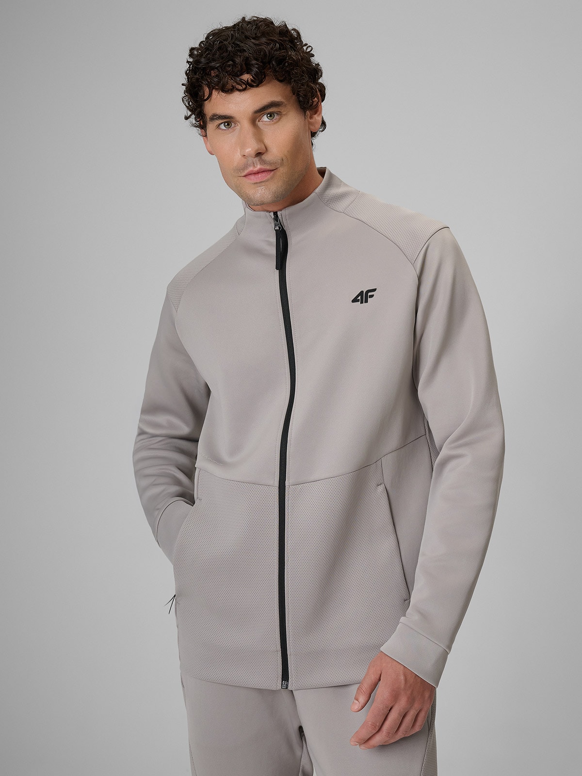 4F Bluza treningowa regular bez kaptura męska - szara XXL