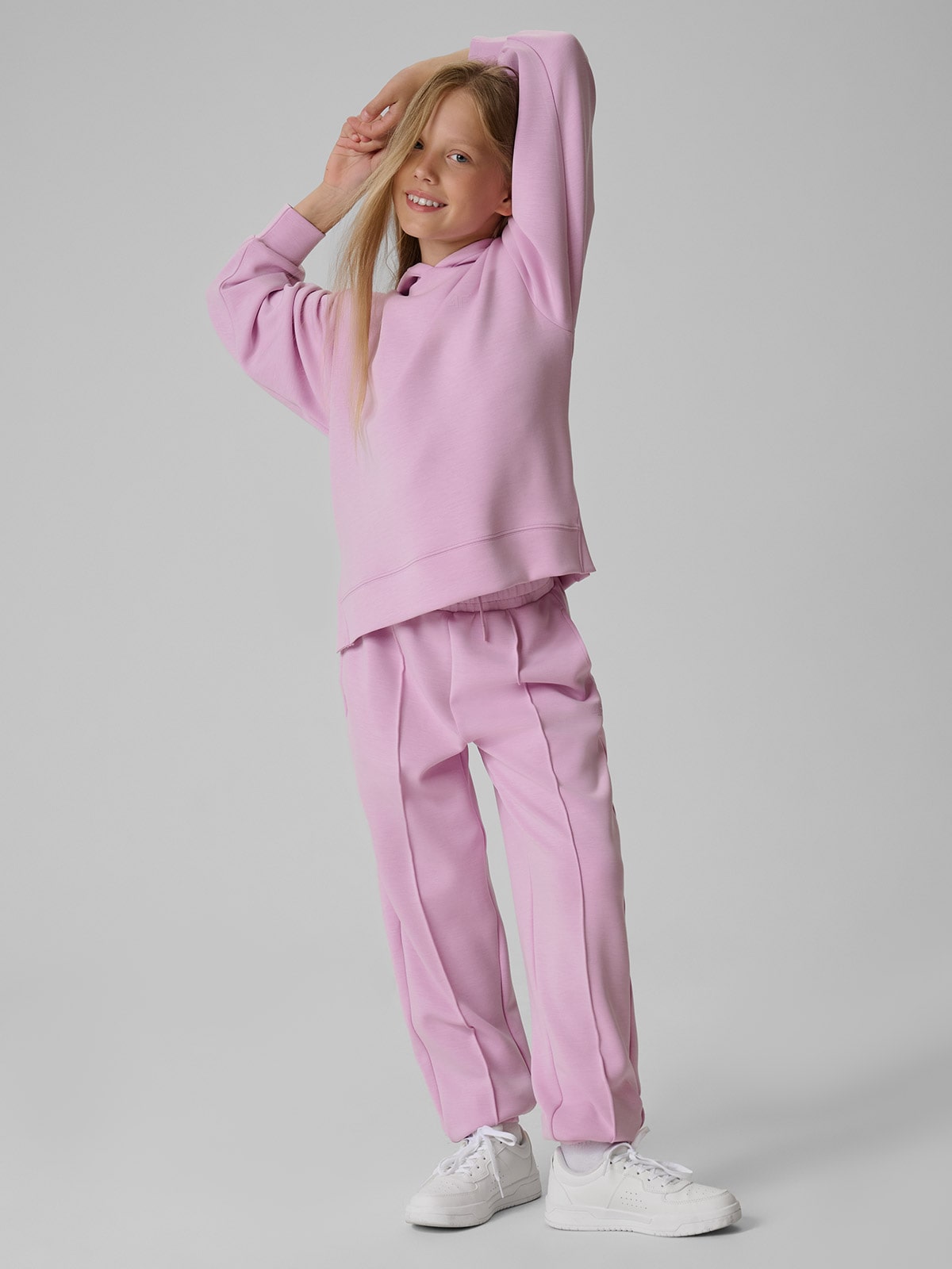 Bluza dresowa regular z modalem dziewczęca - fioletowa 146/152 (10-12 lat)
