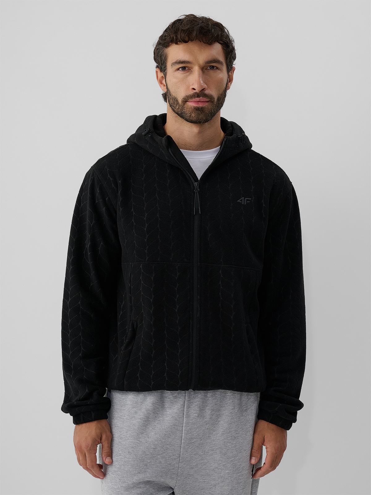 4F Polar regular z kapturem męski - czarny 3XL