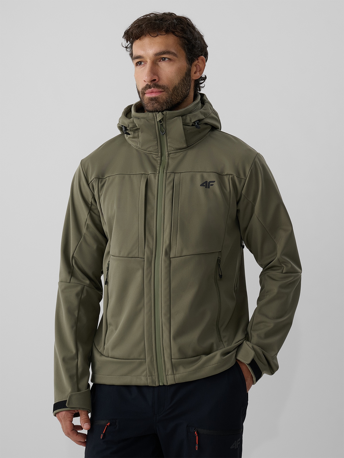 4F Kurtka softshell wiatroodporna membrana 8000 męska - khaki XL