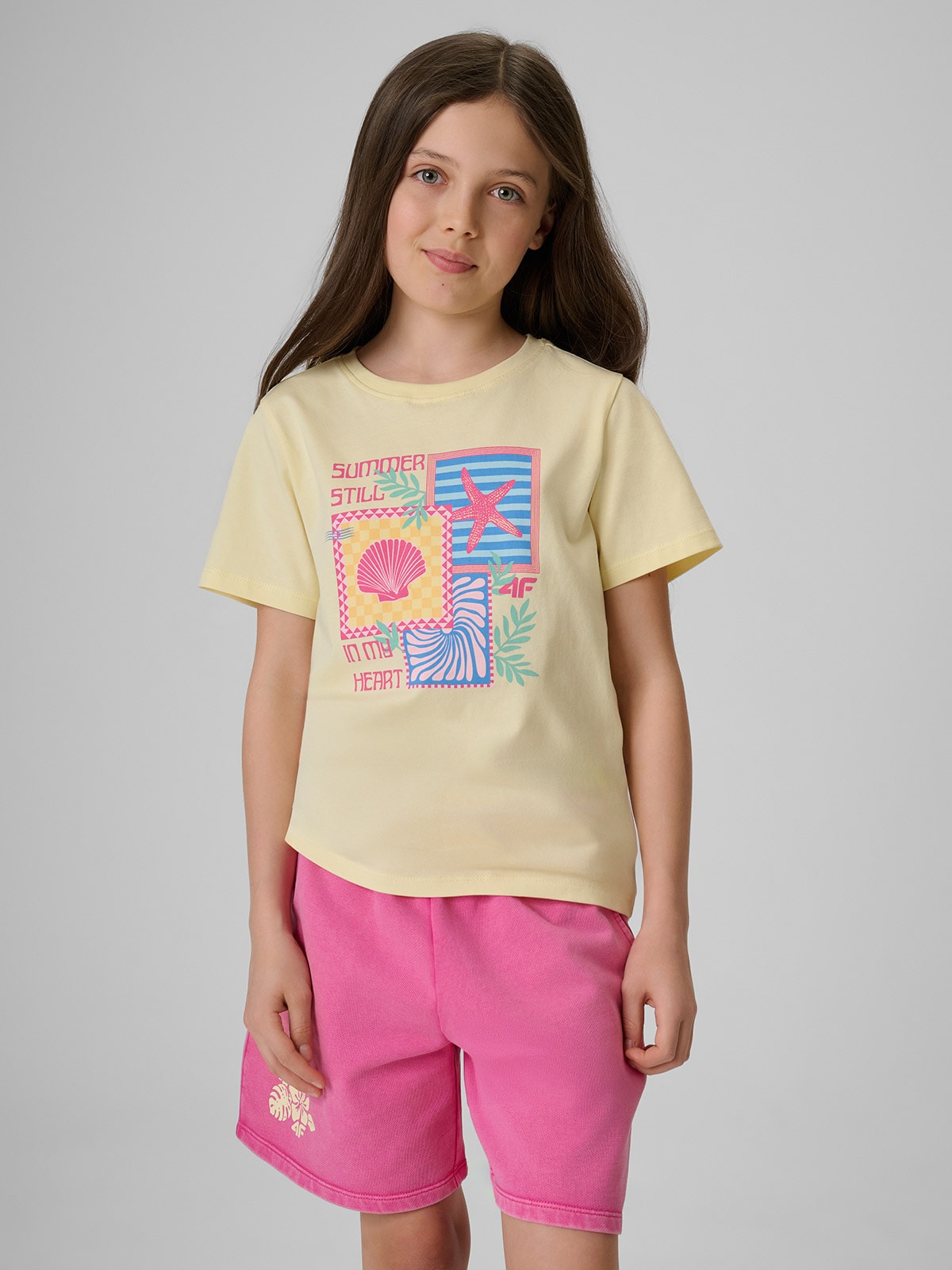 T-shirt regular z nadrukiem dziewczęcy - żółty 158 (12-13 lat)