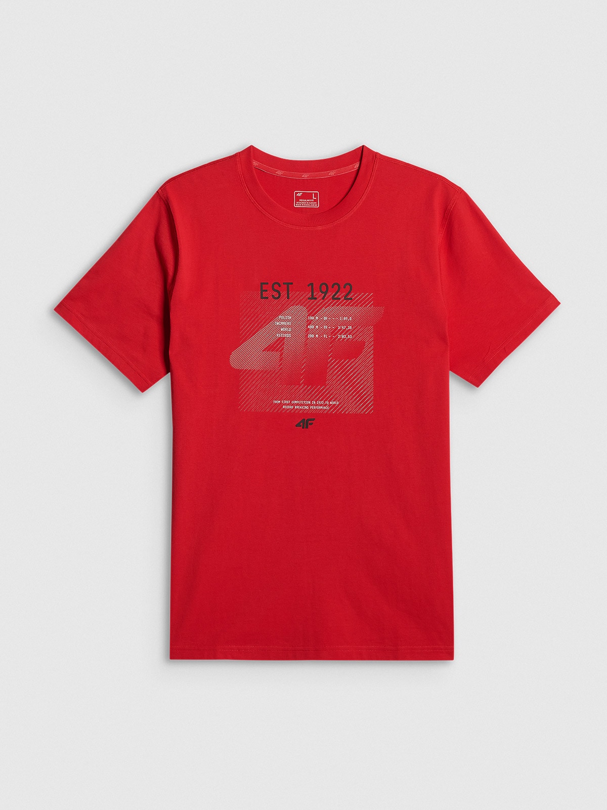 T-shirt regular z nadrukiem męski - czerwony S