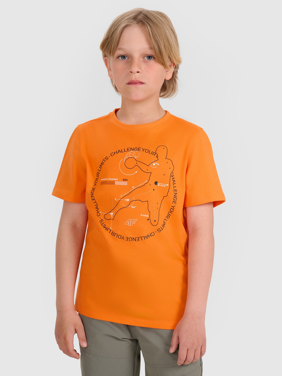 T-shirt regular z nadrukiem chłopięcy - pomarańczowy 164 (13-14 lat)