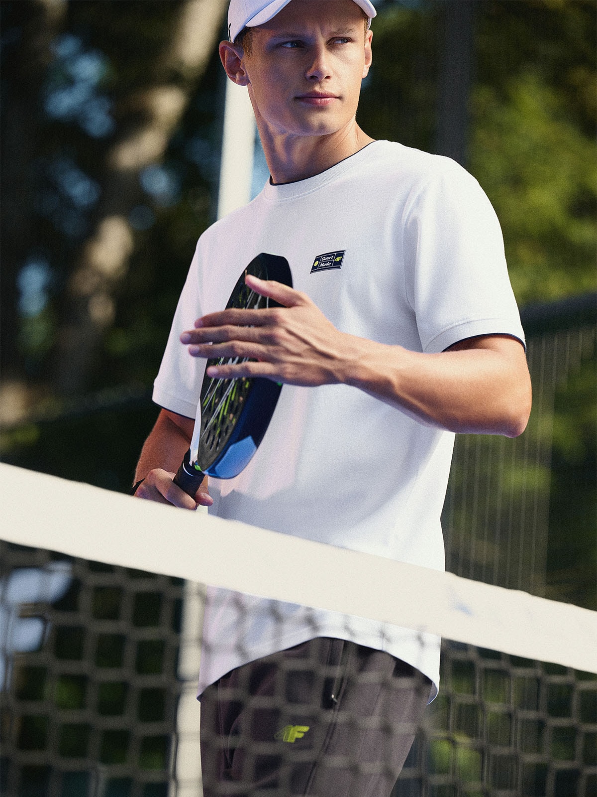 4F T-shirt regular gładki męski - biały S