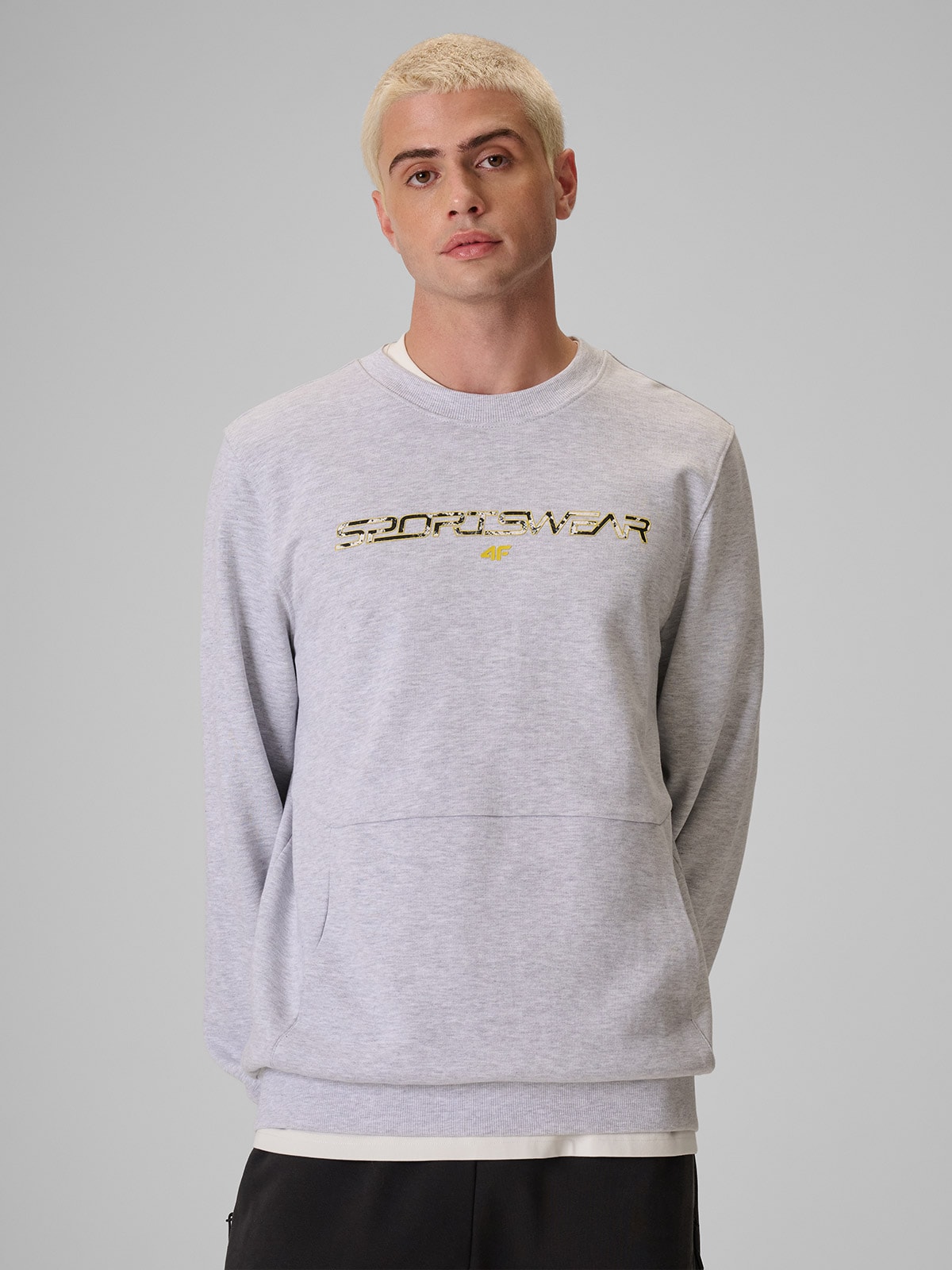 4F Bluza dresowa regular bez kaptura męska - szara S