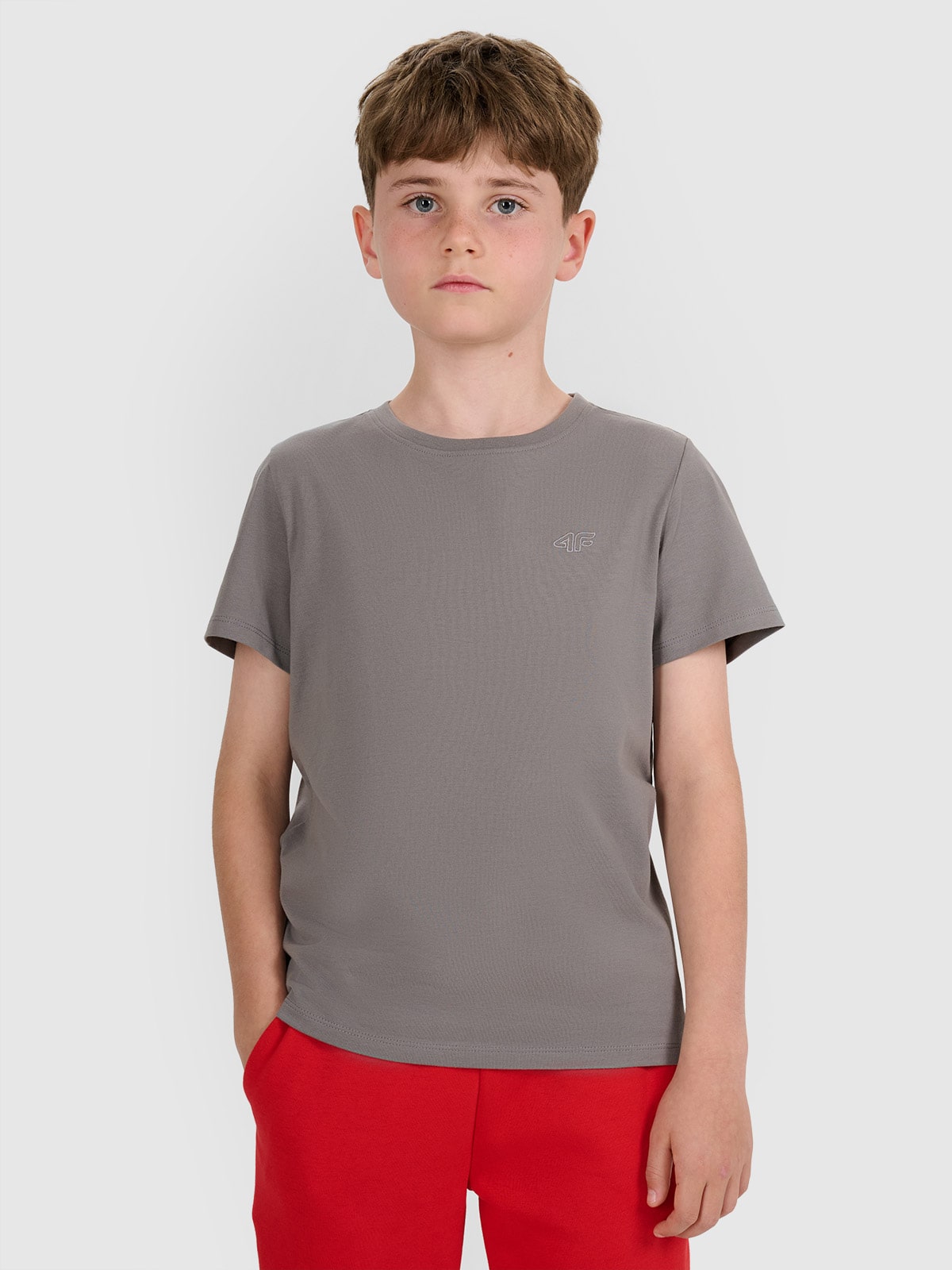 T-shirt oversize gładki chłopięcy - szary 158 (12-13 lat)