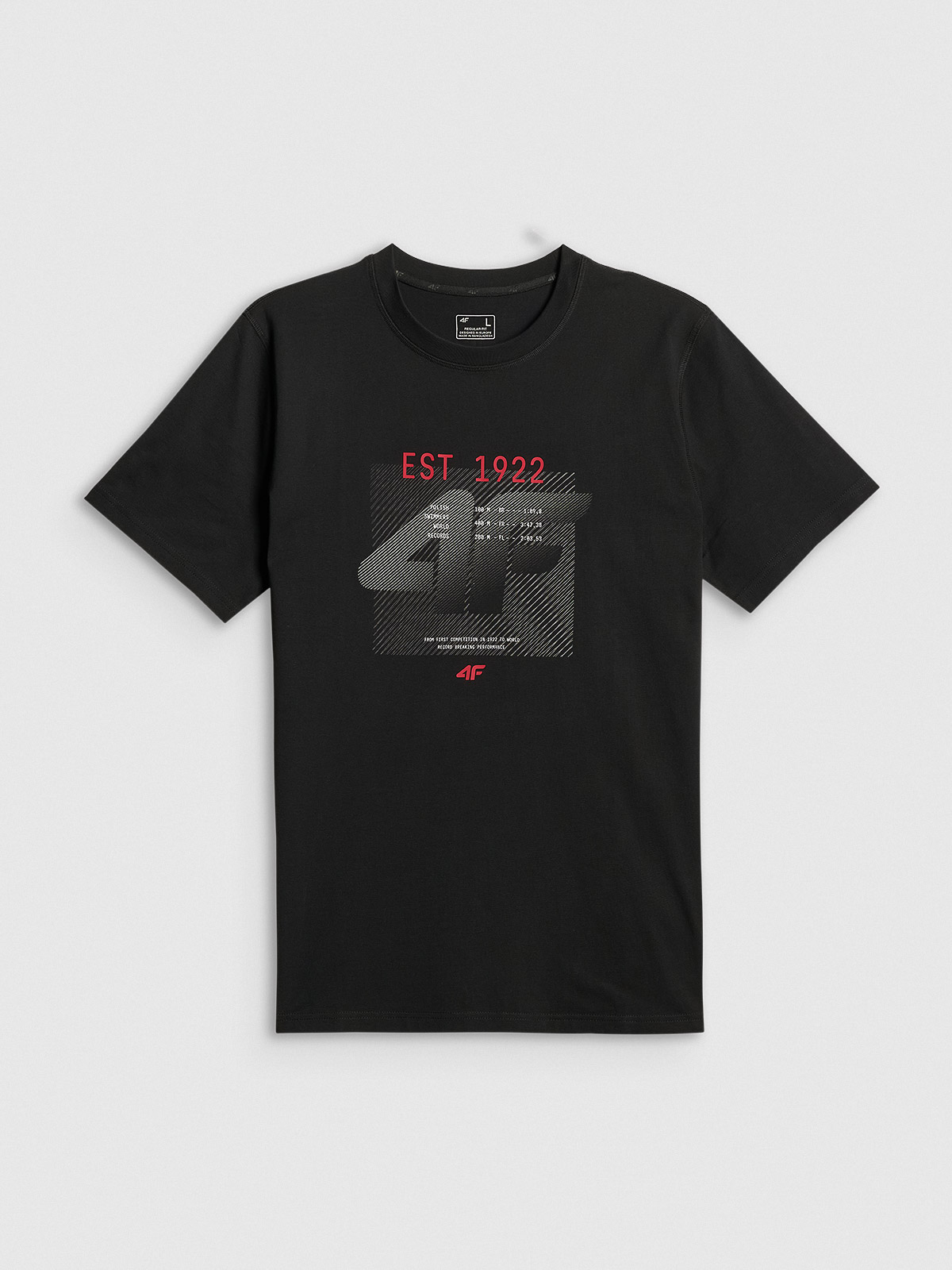 T-shirt regular z nadrukiem męski - czarny XL