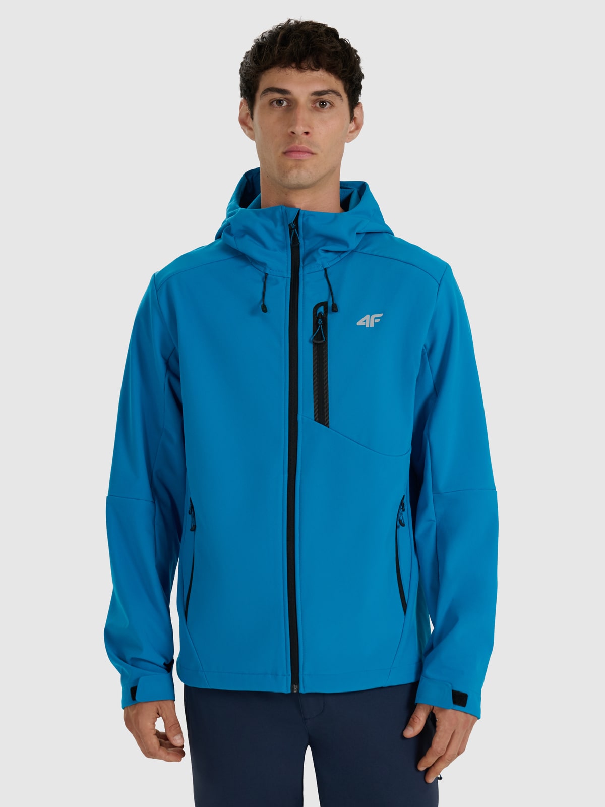 4F Kurtka softshell wiatroodporna membrana 8000 męska - niebieska L
