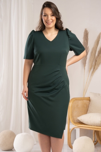 Sukienka Sukienka ołówkowa drapowany przód elegancka WITALIA zielona PROMOCJA