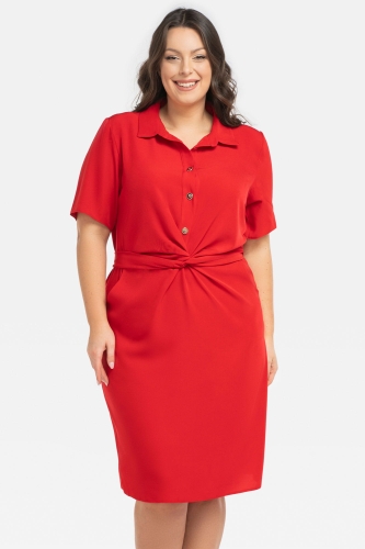 Sukienka Sukienka wizytowa szmizjerka wiązana w pasie z kieszeniami KYOTO czerwona