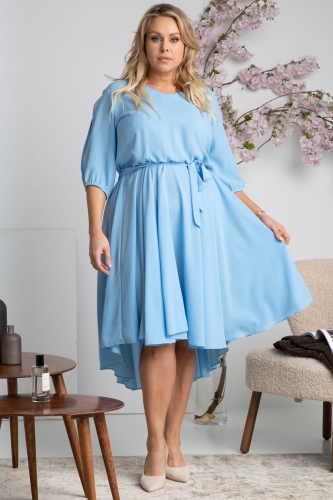 Sukienka Sukienka elegancka na komunię rozkloszowana dłuższy tył OLIWIA błękitna