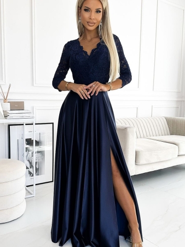 Sukienka Sukienka Model Amber 309-7 Navy Satyna - Numoco