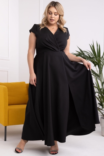 Sukienka Sukienka wieczorowa rozkloszowana z rozporkiem LUIZA czarna
