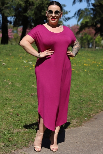 Sukienka Sukienka letnia oversize asymetryczna z rozcięciami po bokach ESMERALDA fioletowa