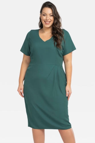 Sukienka Sukienka ołówkowa elegancka z podszewką i drapowaniem w pasie HILLS butelkowa zieleń