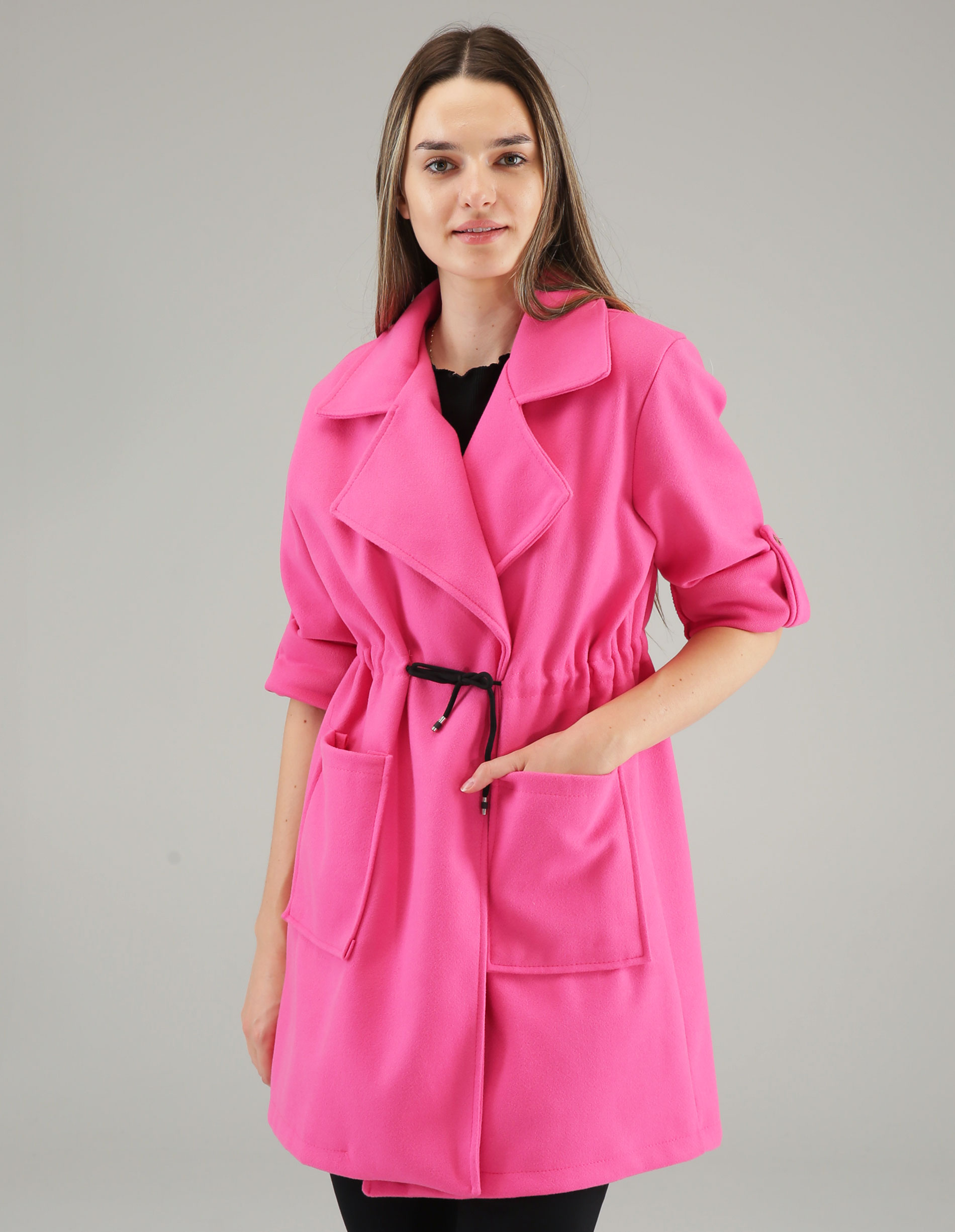 RÓŻOWY PŁASZCZ DAMSKI 65-21350 FUXIA