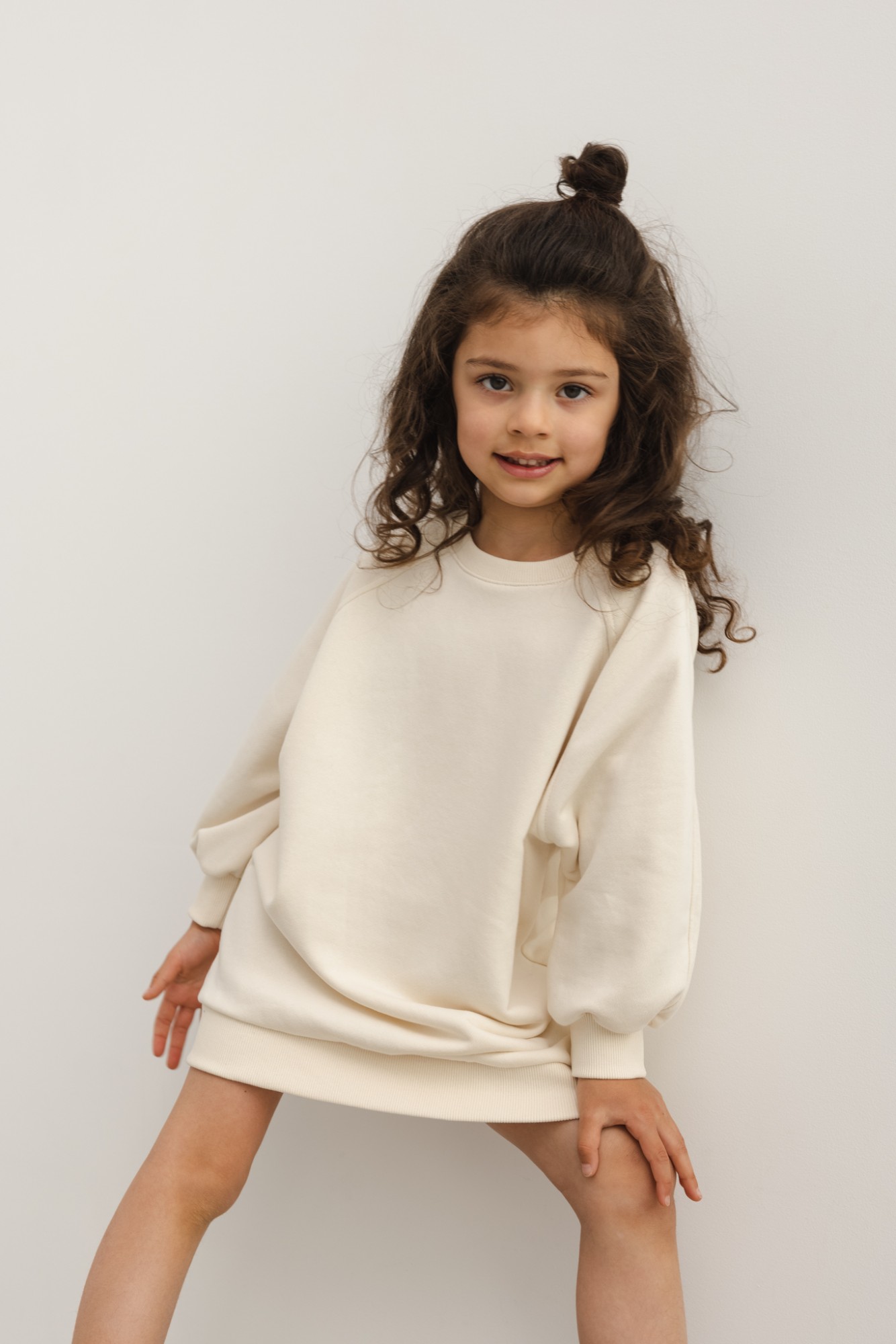 MINI sukienka/tunika z dzianiny w kolorze BRIGHT BEIGE -DEXTER-80 - Marsala