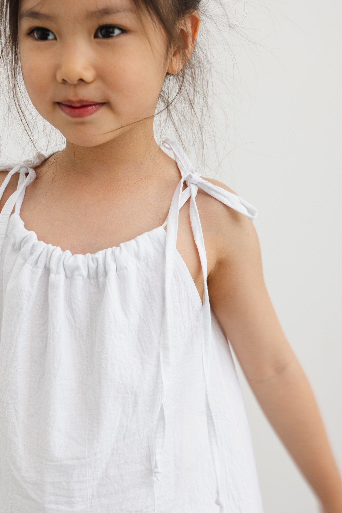 MINI bluzka BAWEŁNIANA z wiązaniem na ramionach w kolorze CLASSIC WHITE - DAFNE-128 - Marsala