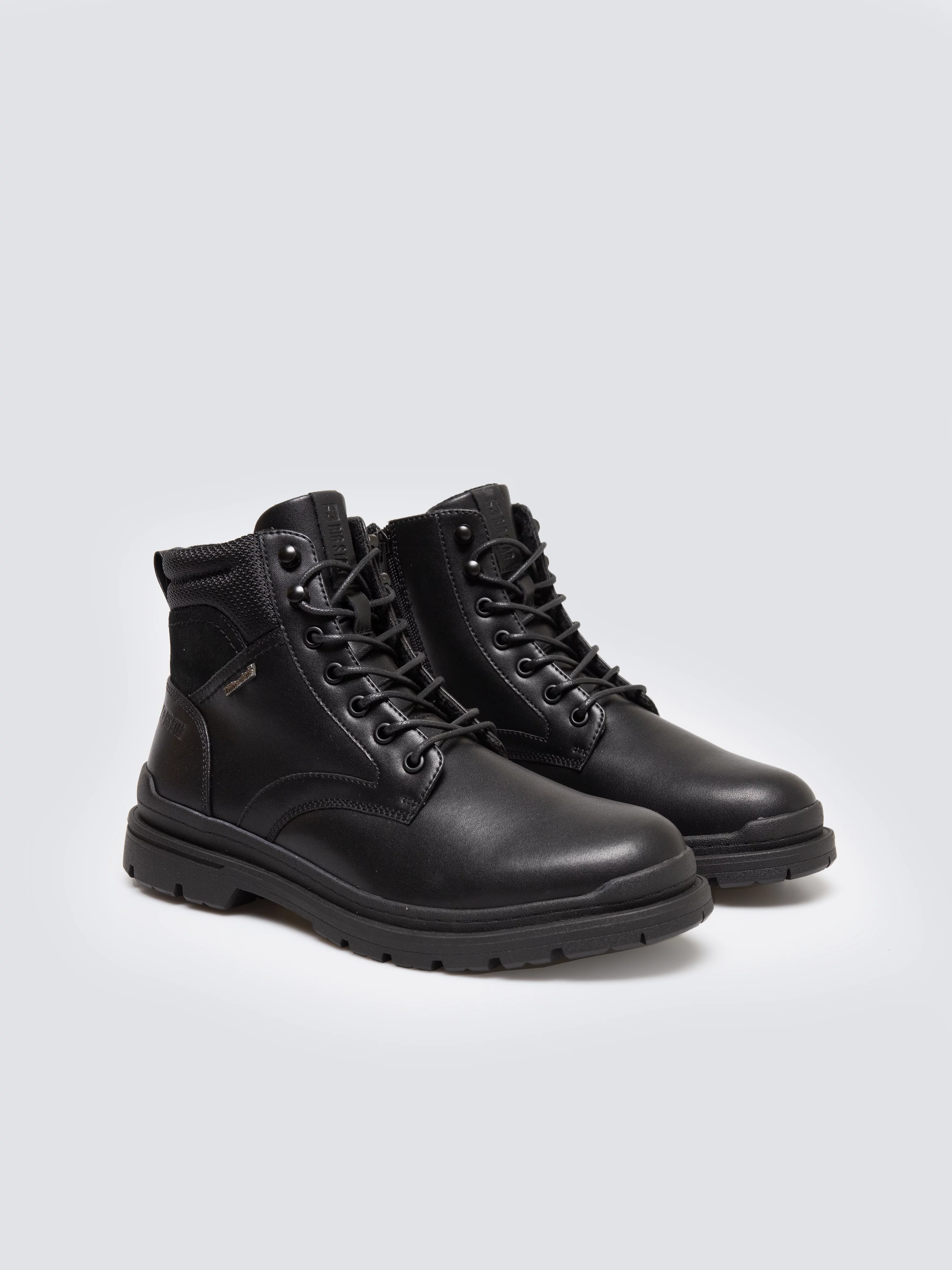 Trapery męskie ze skóry naturalnej czarne SS174123 906