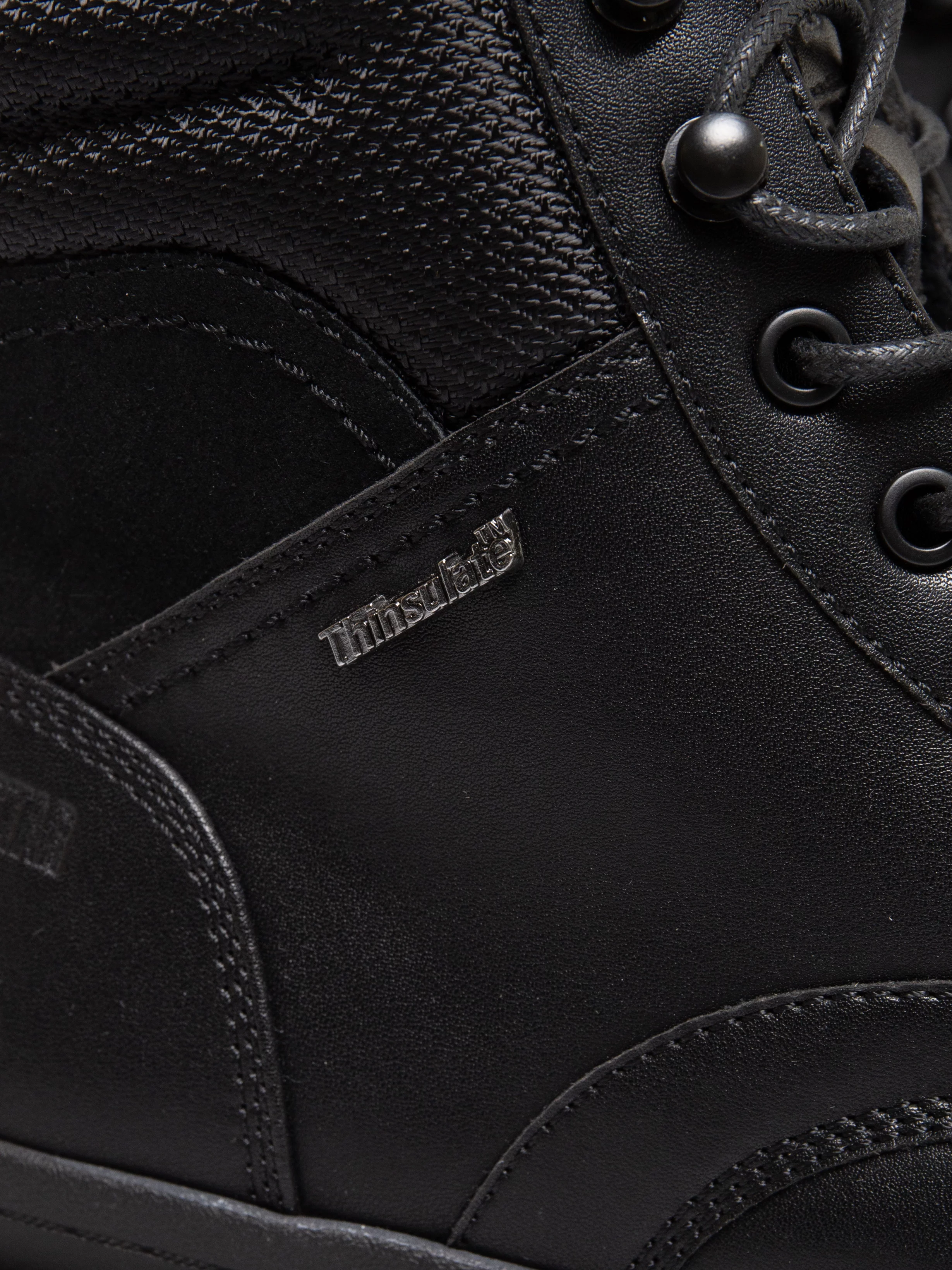 Trapery męskie ze skóry naturalnej czarne SS174123 906