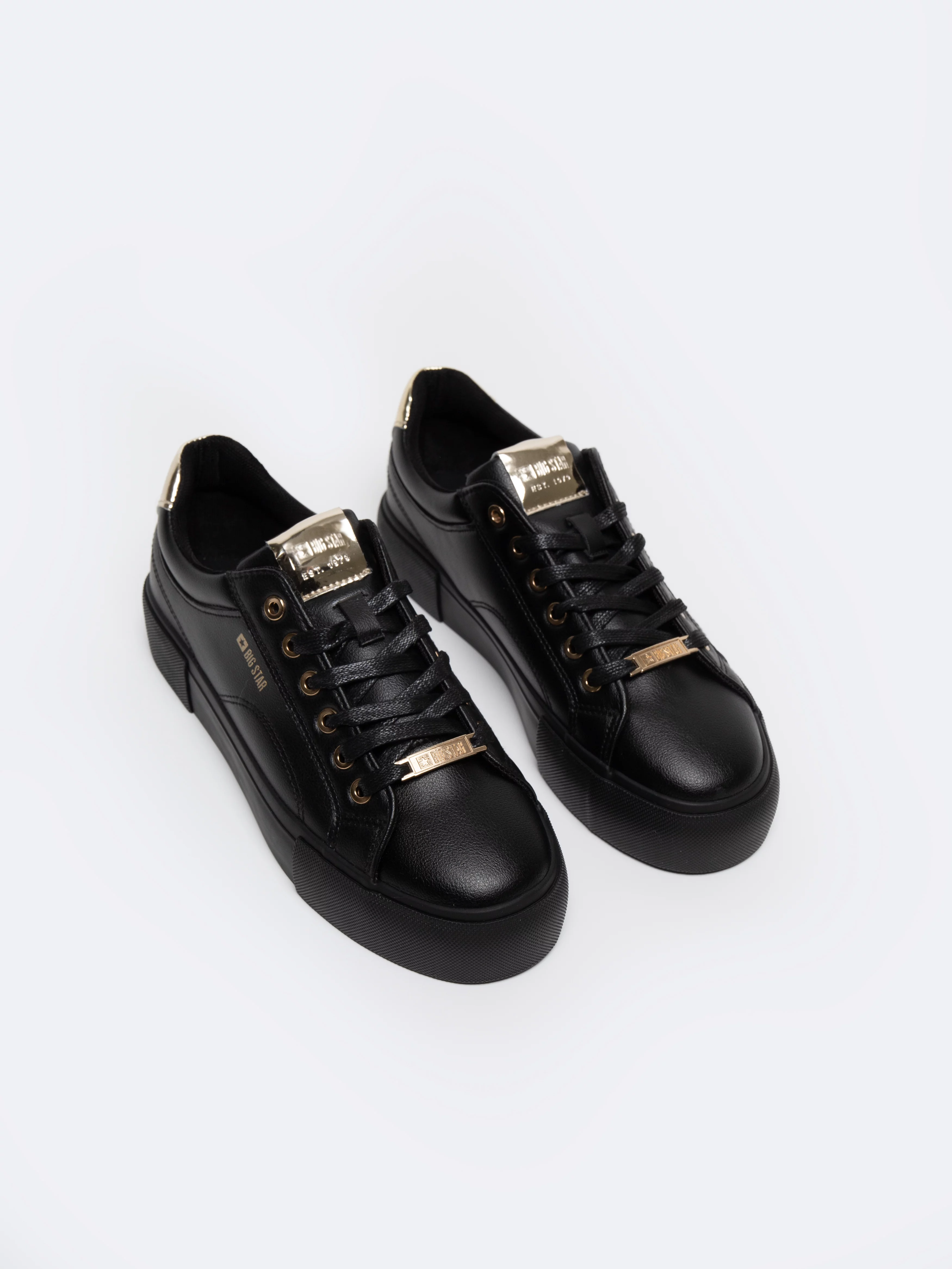 Sneakersy damskie ze skóry ekologicznej czarne NN274A850 906