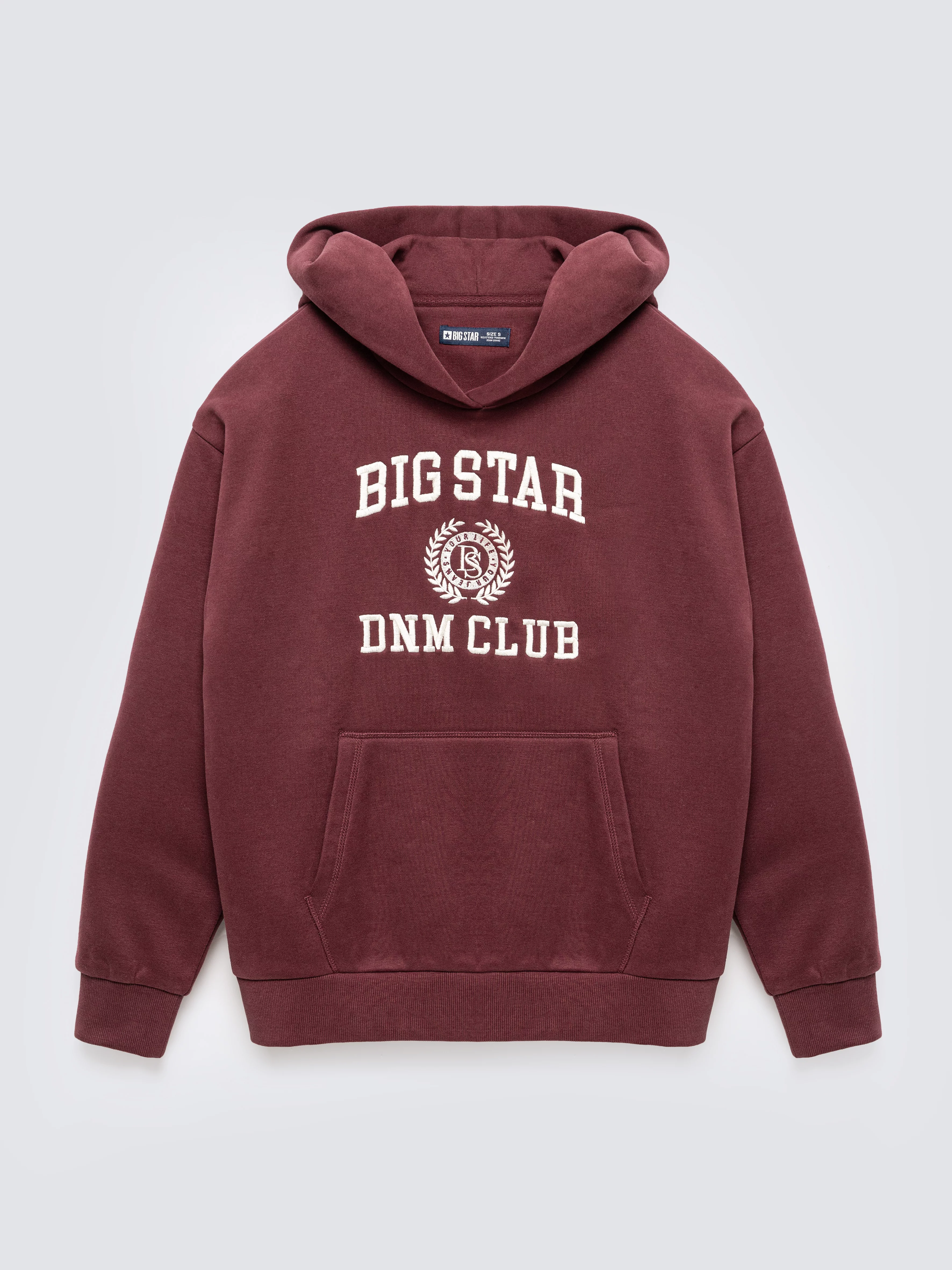 Bluza damska z kapturem z haftem bordowa Merta 604