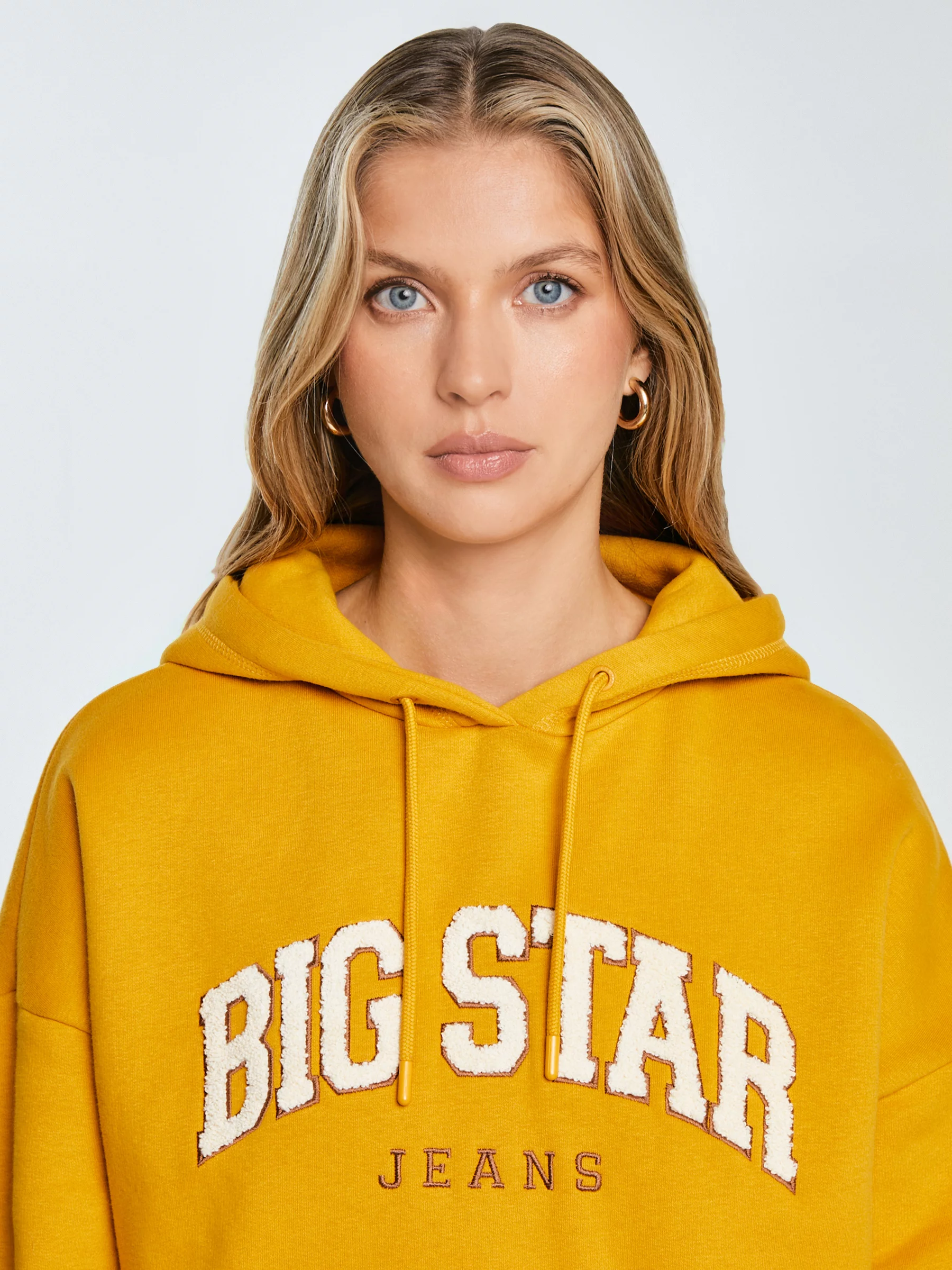 Bluza damska z kapturem z logo BIG STAR żółta Rubialsa 203