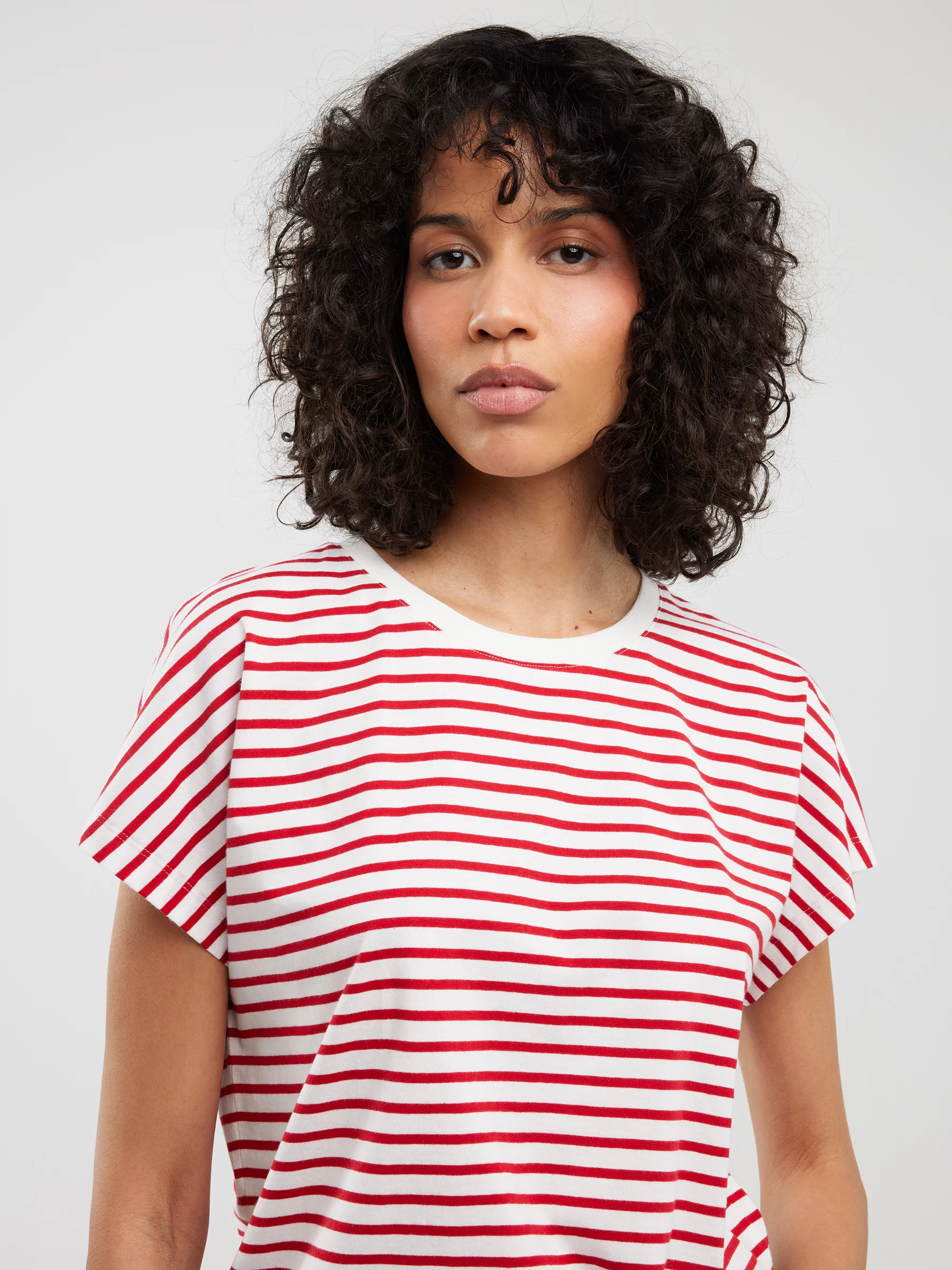 Koszulka damska w paski biało-czerwona Aleksa 603