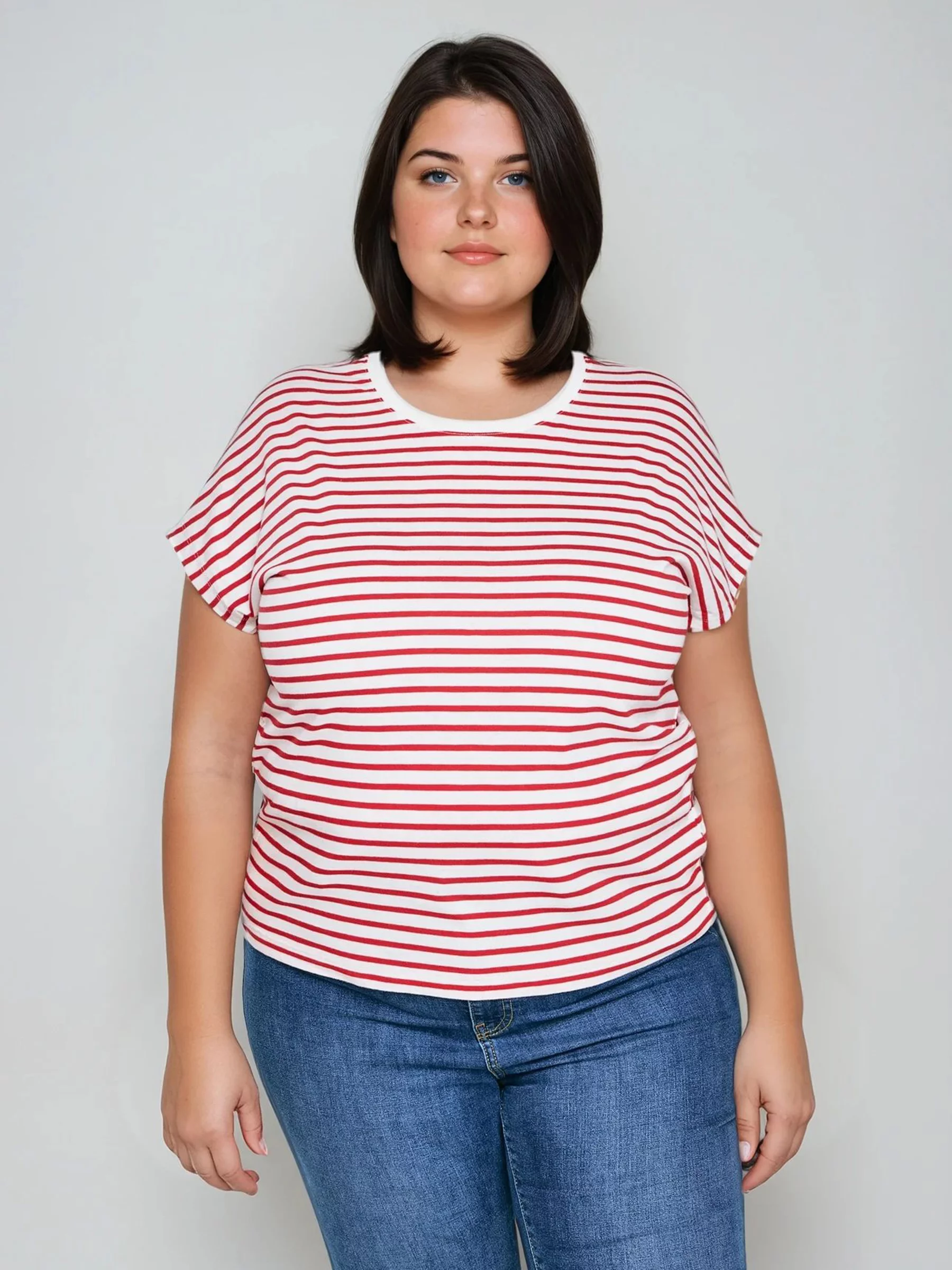 Koszulka damska w paski biało-czerwona Aleksa 603