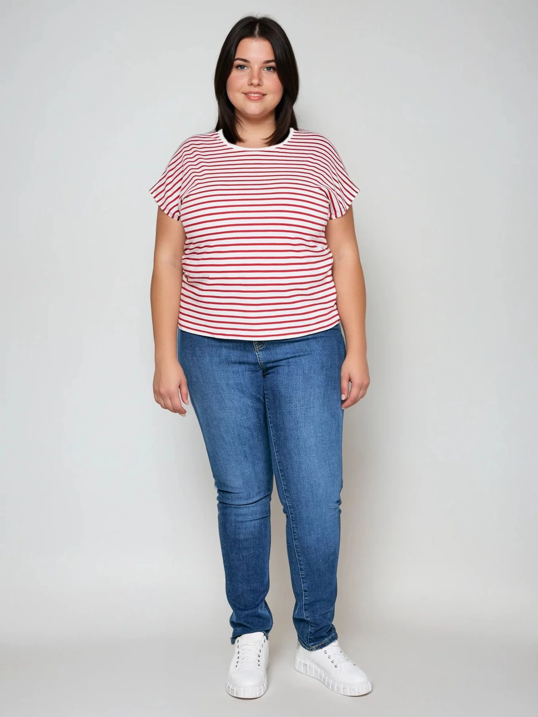 Koszulka damska w paski biało-czerwona Aleksa 603