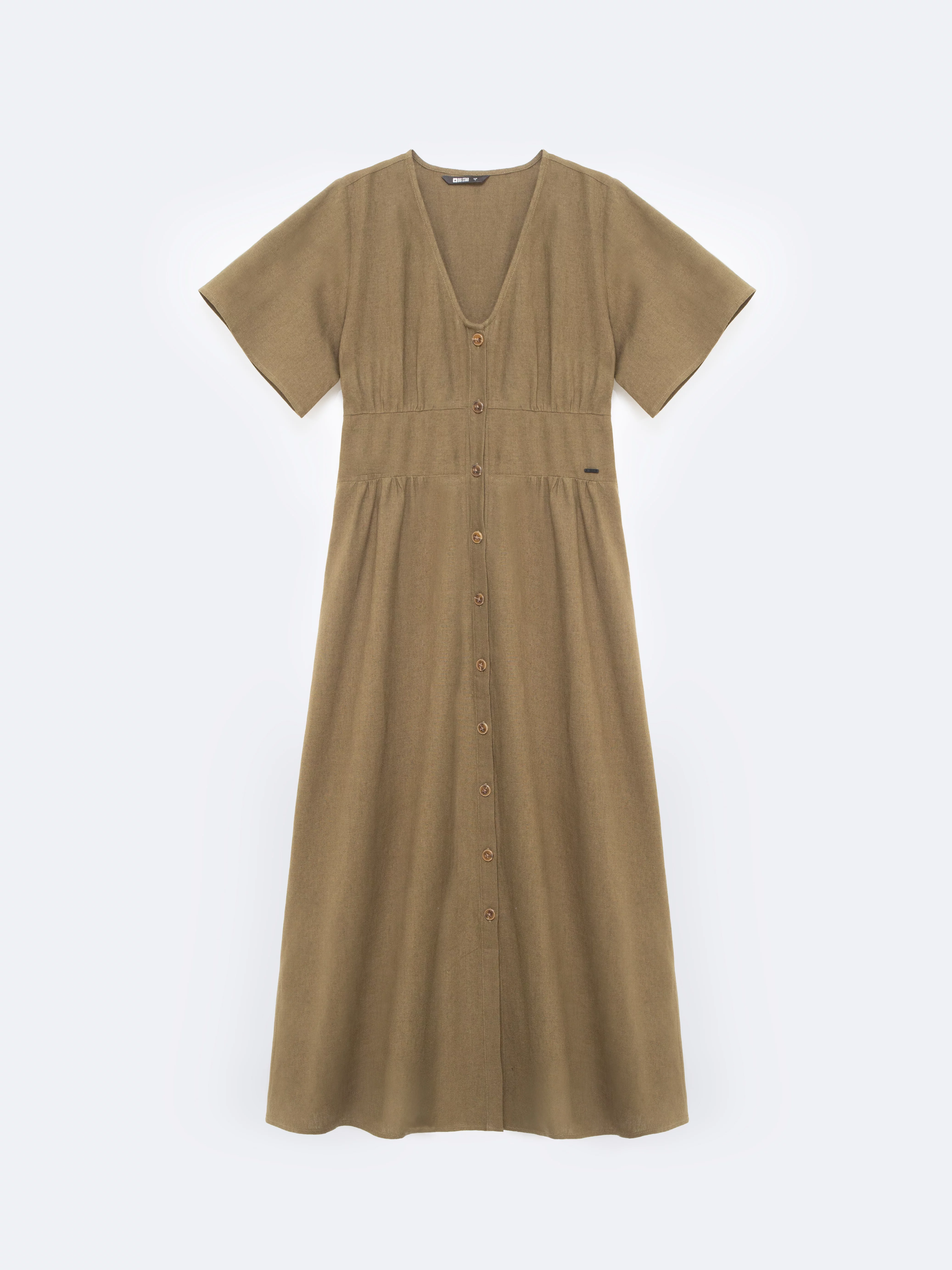 Sukienka damska midi lniana khaki Victorine 303