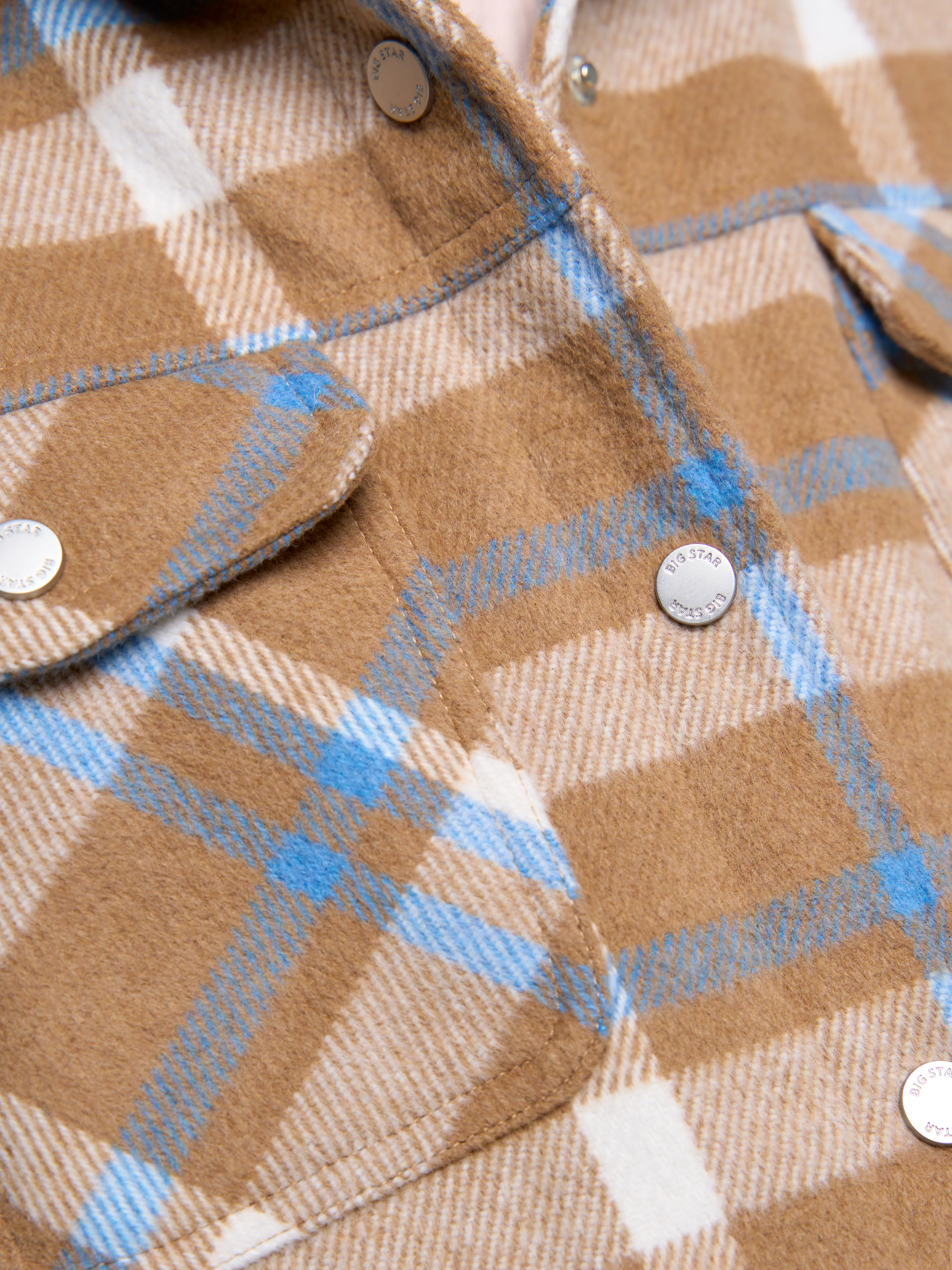 Kurtka koszulowa dziewczęca w kratę beżowa Miriami 801