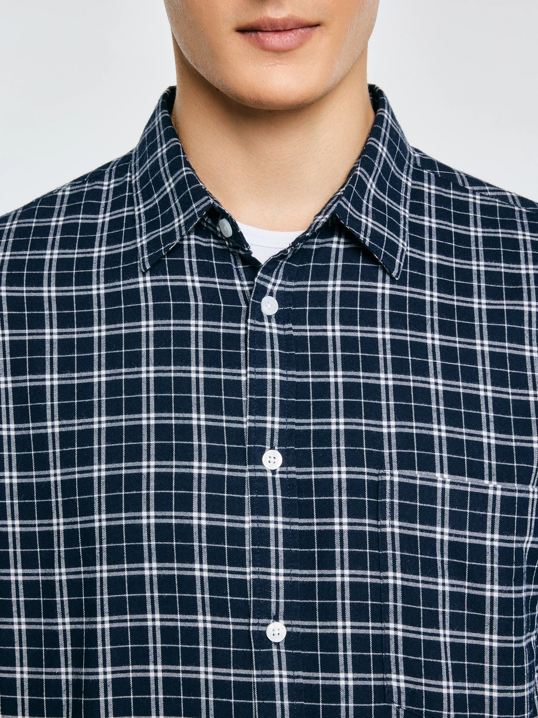 Koszula męska flanelowa w kratę granatowa Meridenisoni 403