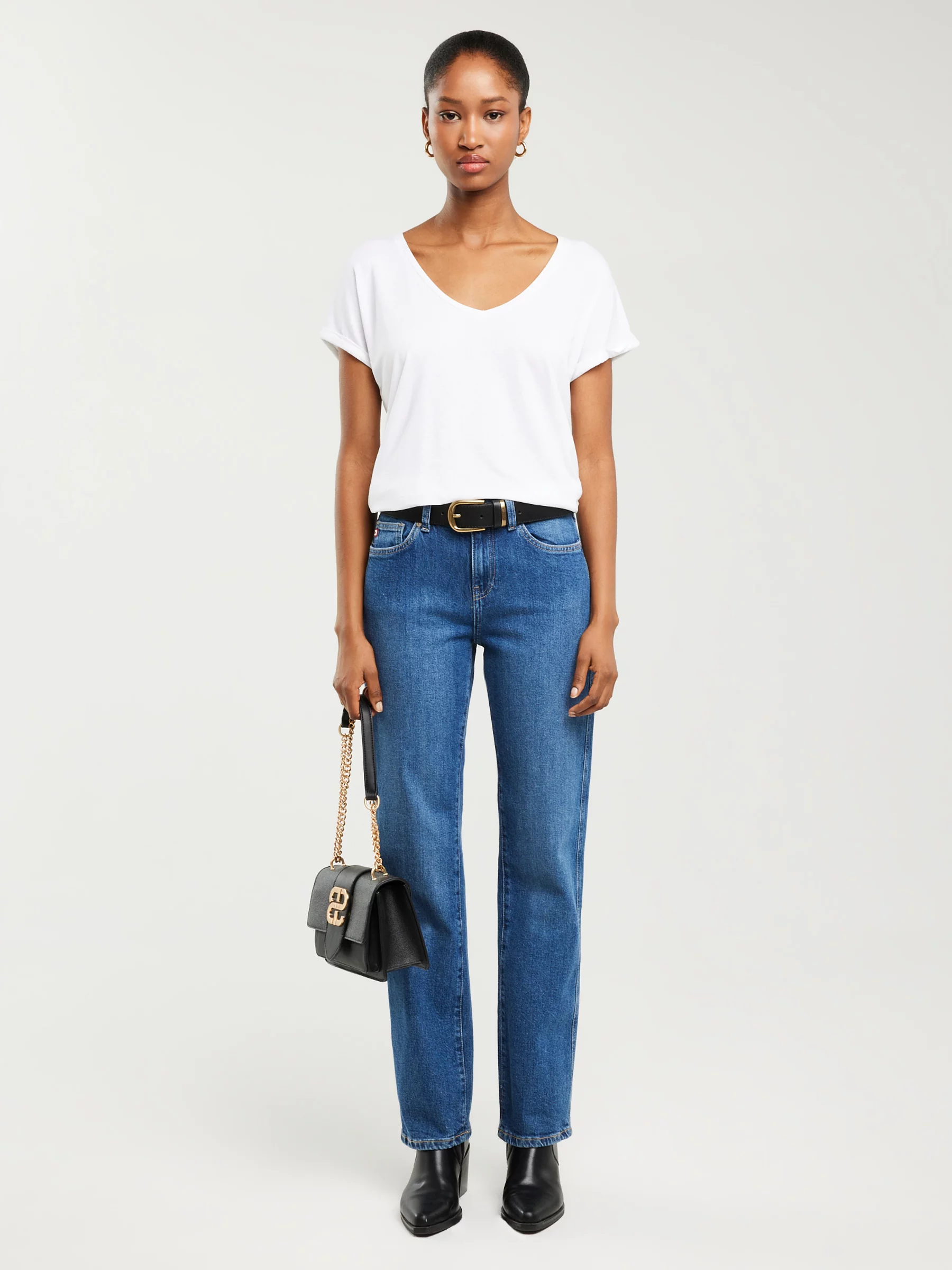 Jeansy damskie z prostą nogawką niebieskie Myrra 313