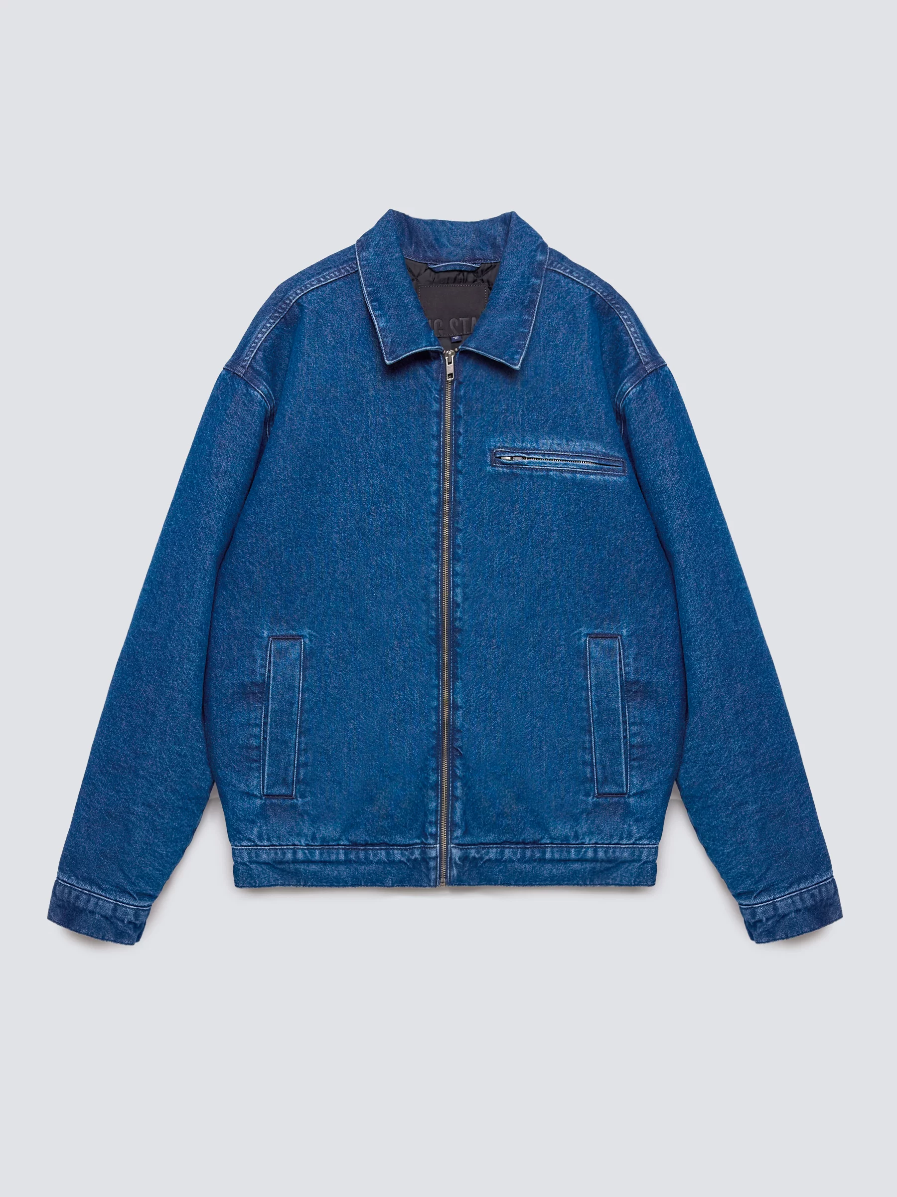 Kurtka męska jeansowa zapinana na zamek ocieplana granatowa Malcom 530