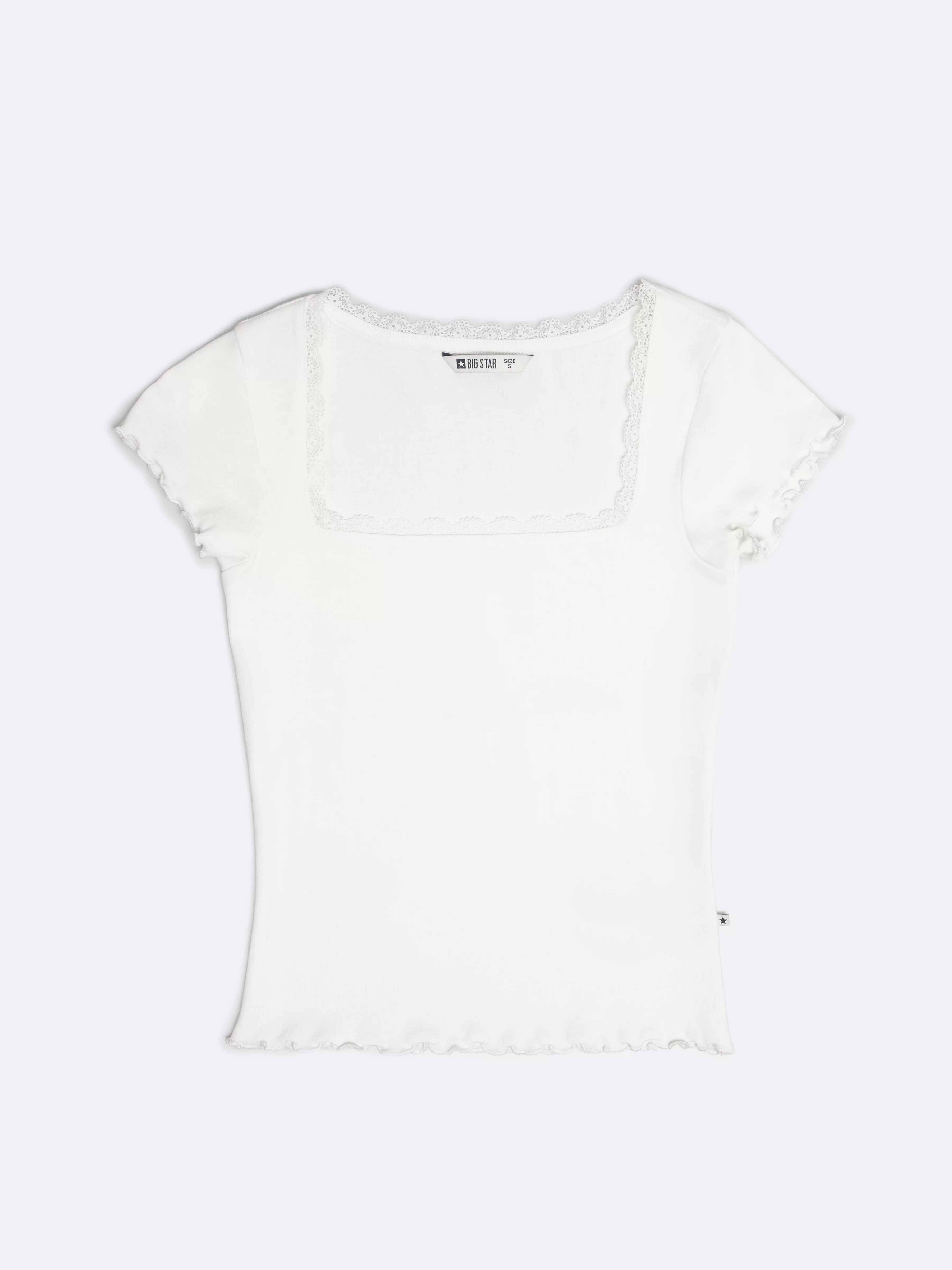 Koszulka damska w prążek z dekoltem caro Madlena 100