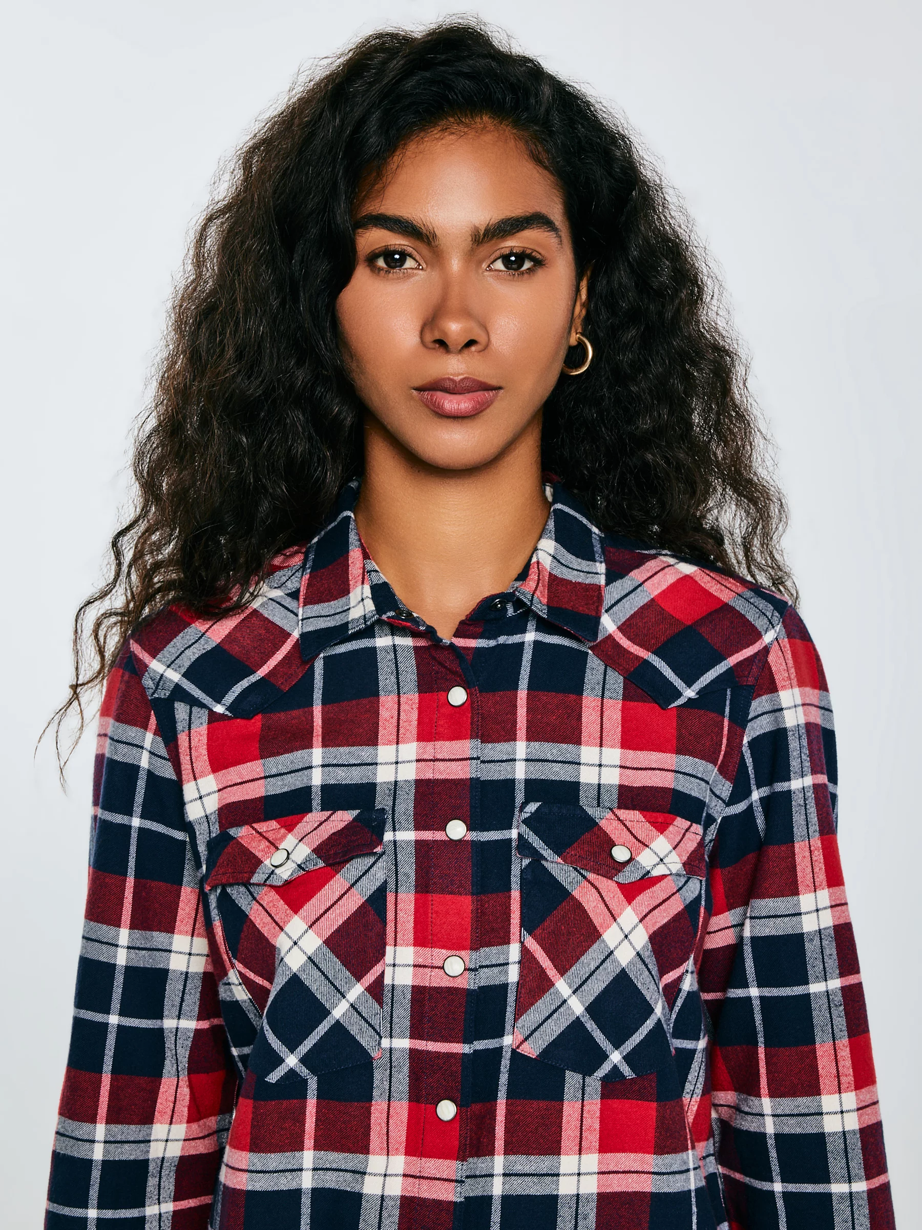 Koszula damska flanelowa z kratę czerwono-granatowa Hiri 603