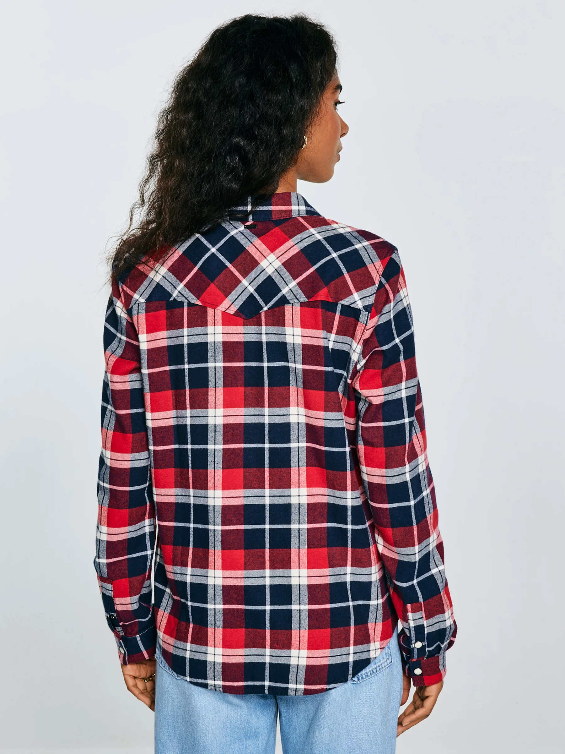 Koszula damska flanelowa z kratę czerwono-granatowa Hiri 603