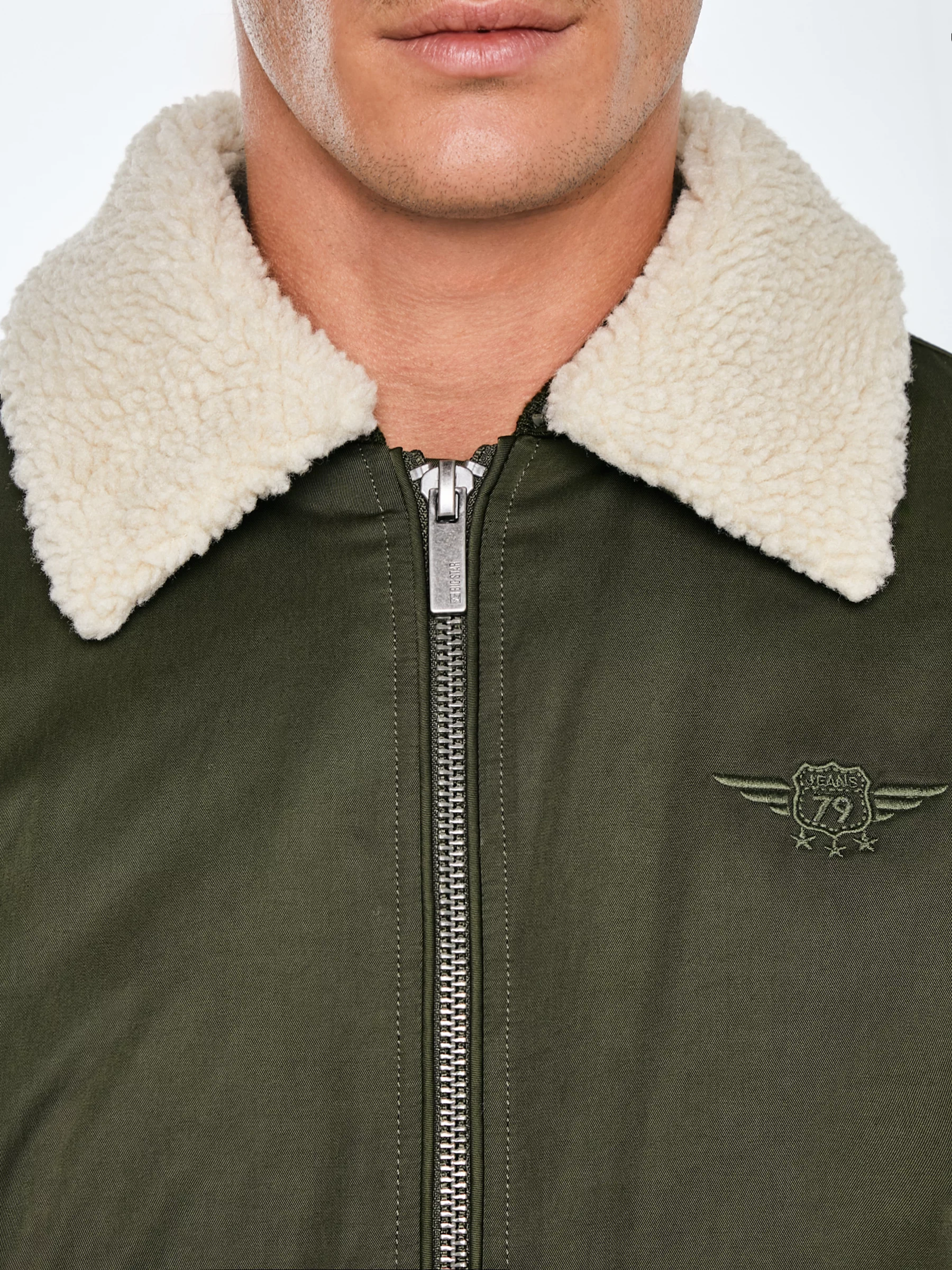 Kurtka męska bomber z kożuszkiem khaki Getnew 303